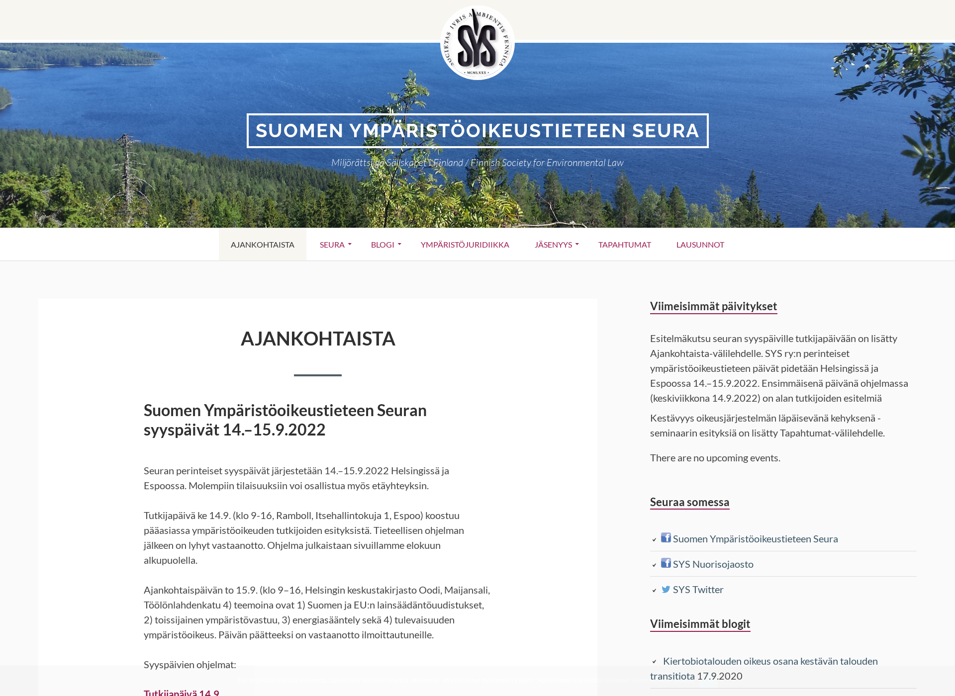 Skärmdump för sysry.fi