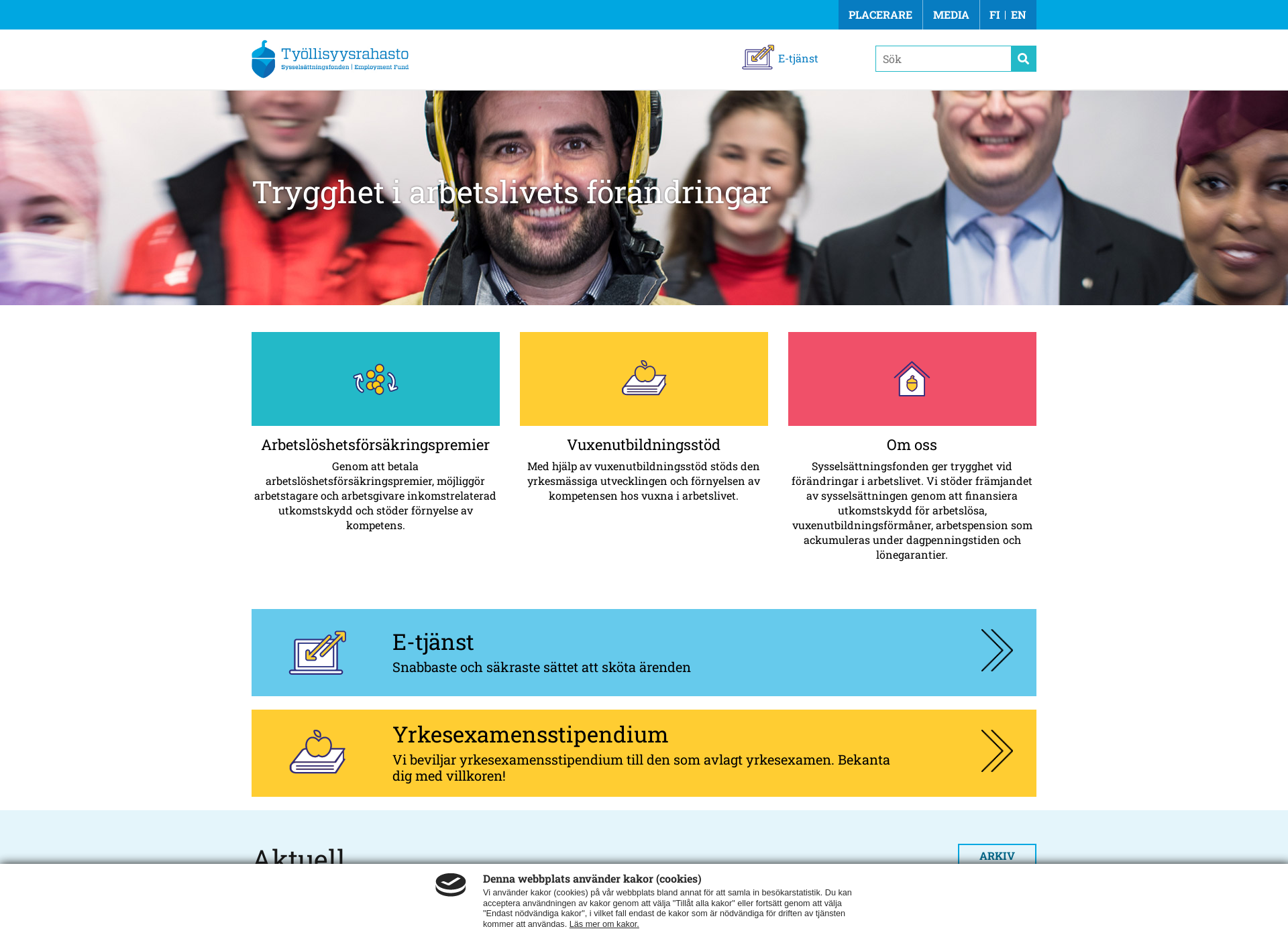 Skärmdump för sysselsattningsfonden.fi