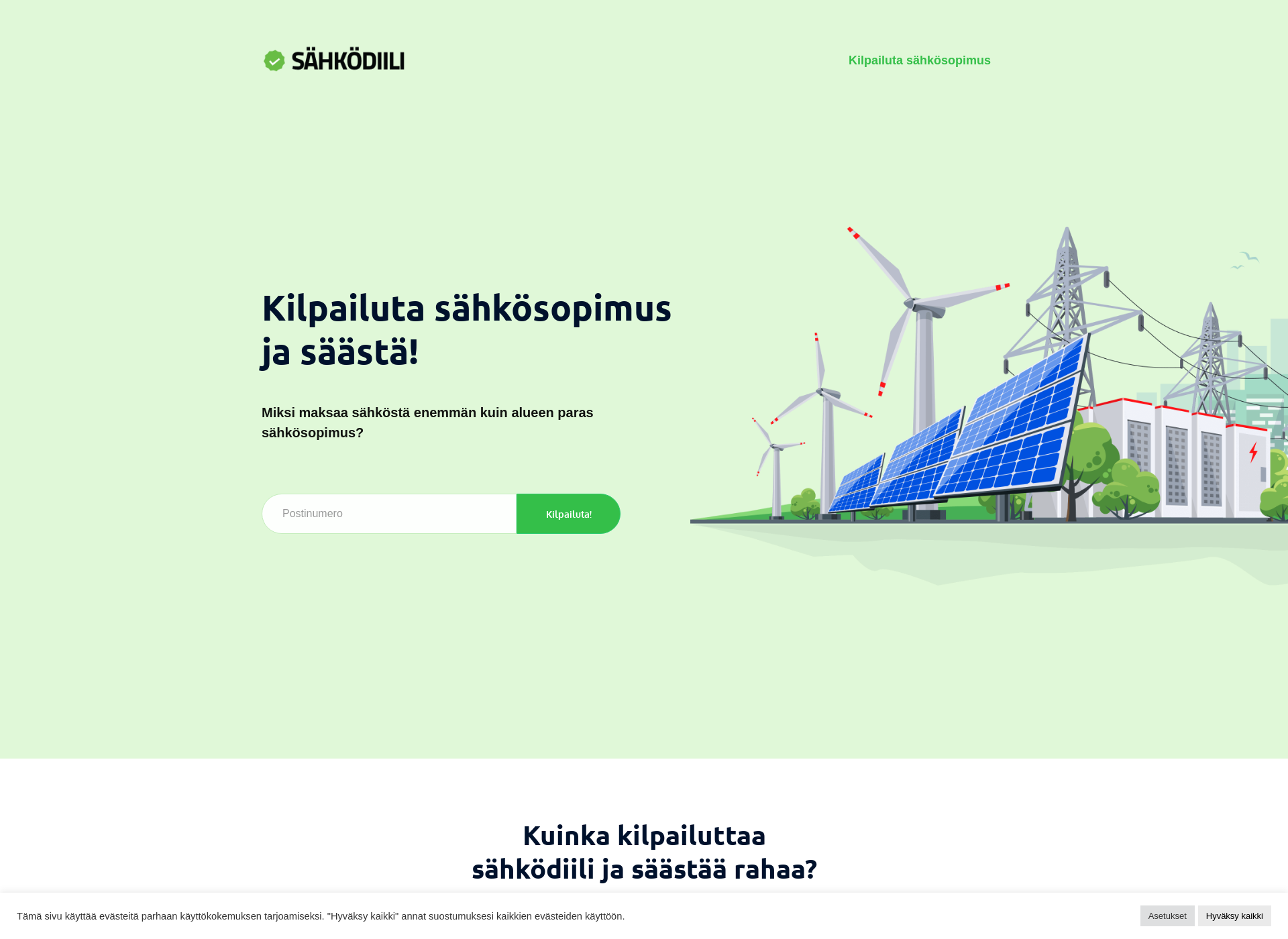Skärmdump för sähködiili.fi