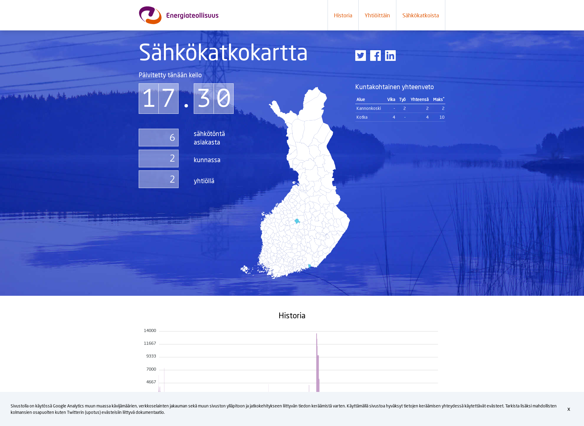 Screenshot for sähkökatkokartta.fi