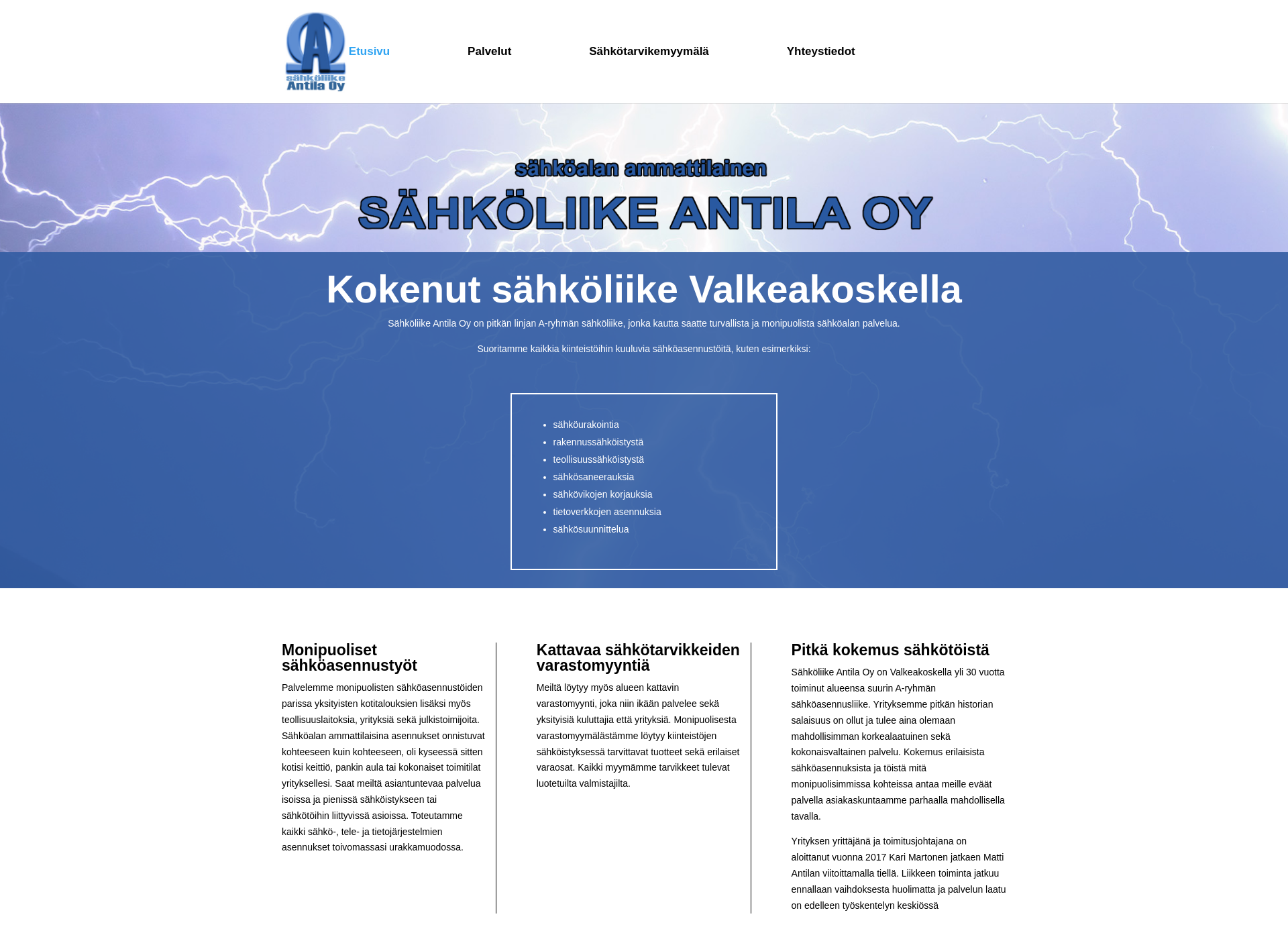 Skärmdump för sähköliikeantila.fi