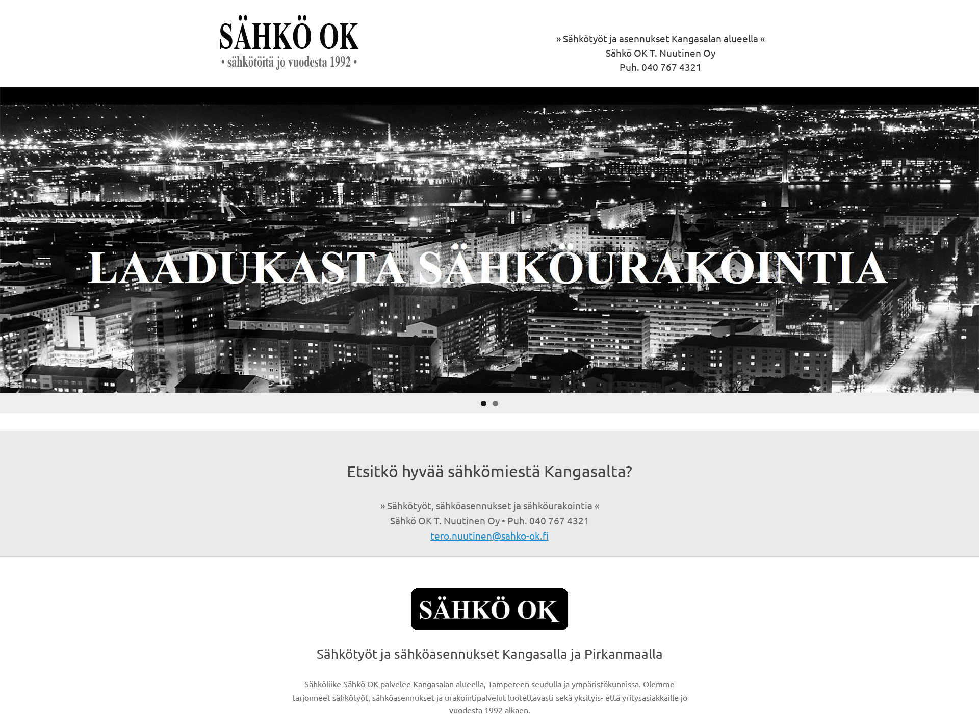 Screenshot for sähkömieskangasala.fi