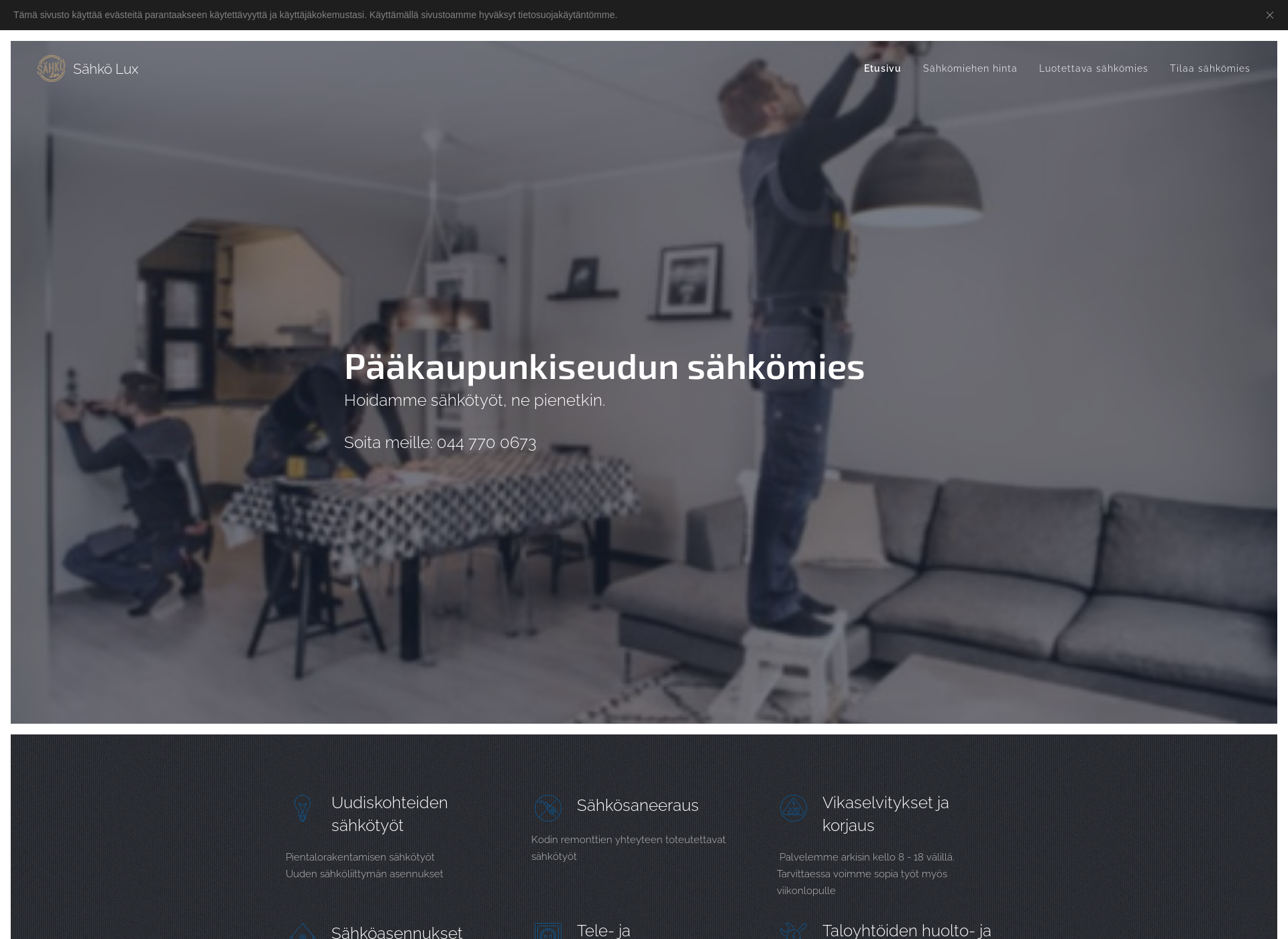 Screenshot for sähkömiesvantaa.fi