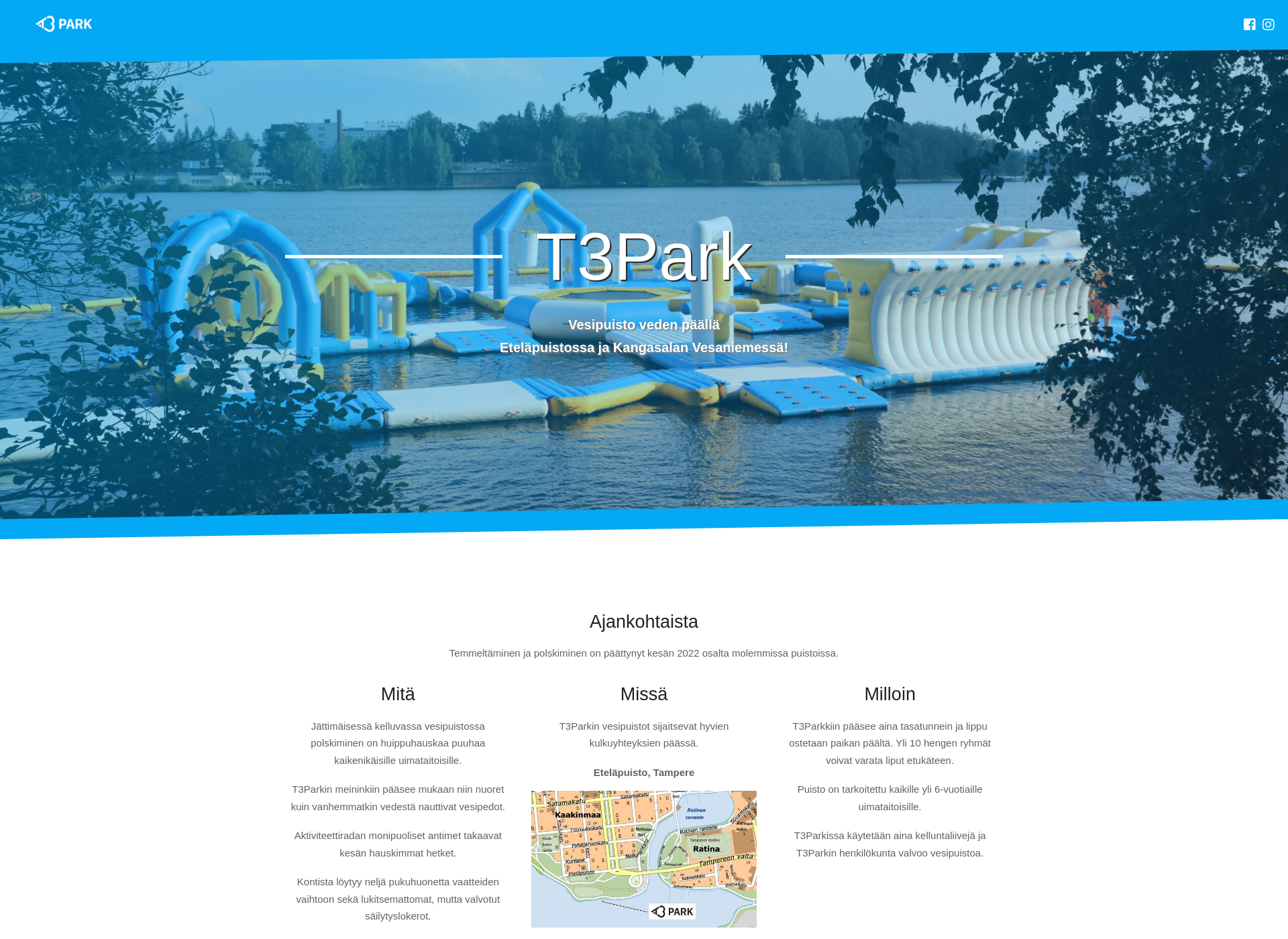 Skärmdump för t3park.fi