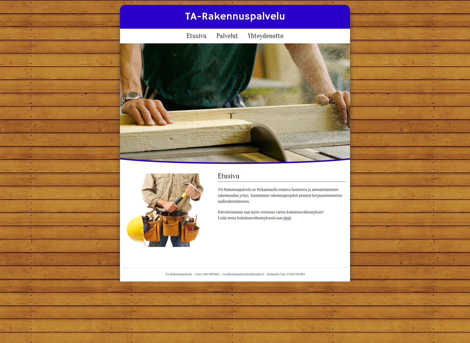Screenshot for ta-rakennuspalvelu.fi