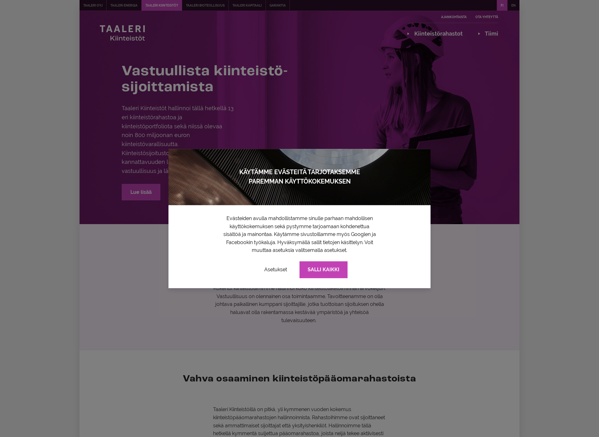 Screenshot for taalerikiinteistot.fi