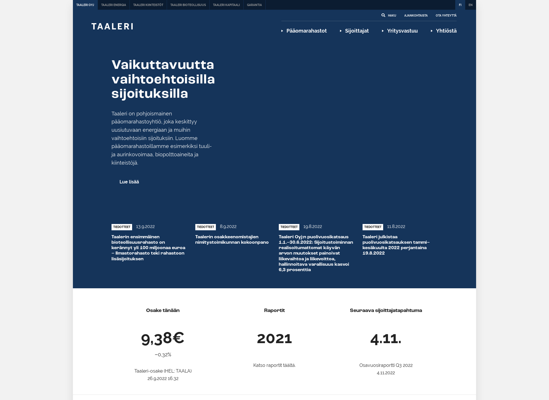 Skärmdump för taalerisijoitus.fi
