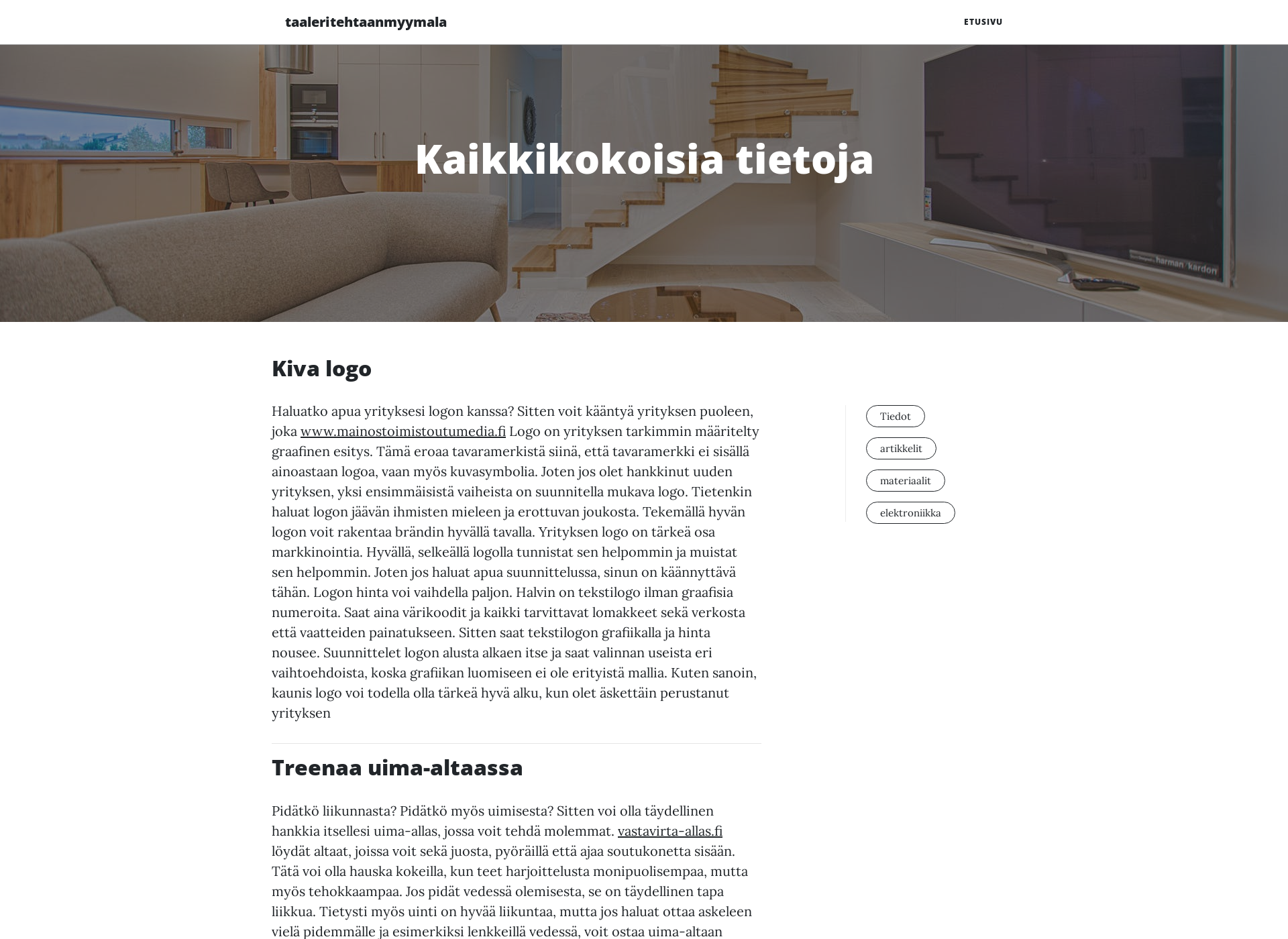 Skärmdump för taaleritehtaanmyymala.fi