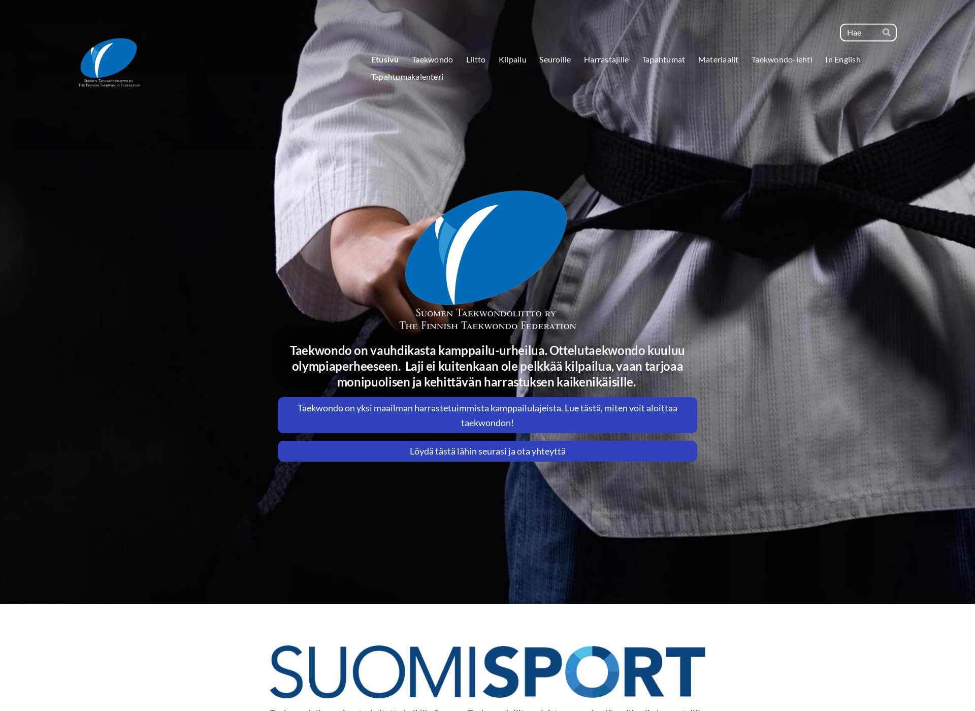 Skärmdump för taekwondo.fi