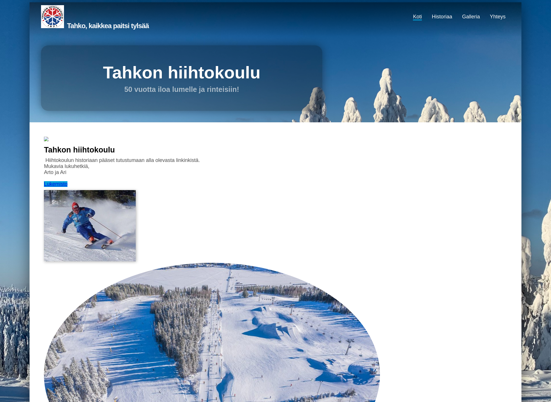 Screenshot for tahkonhiihtokoulu.fi