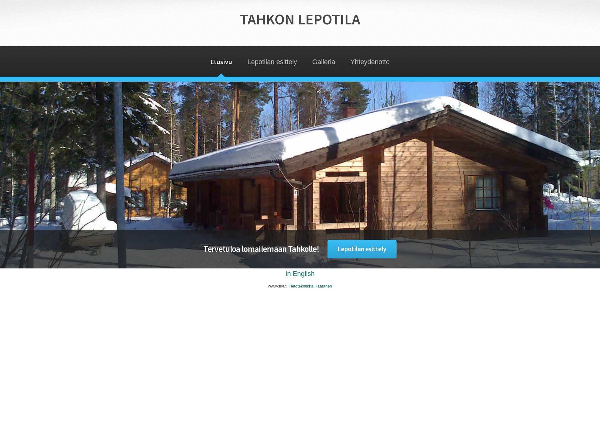 Skärmdump för tahkonlepotila.fi