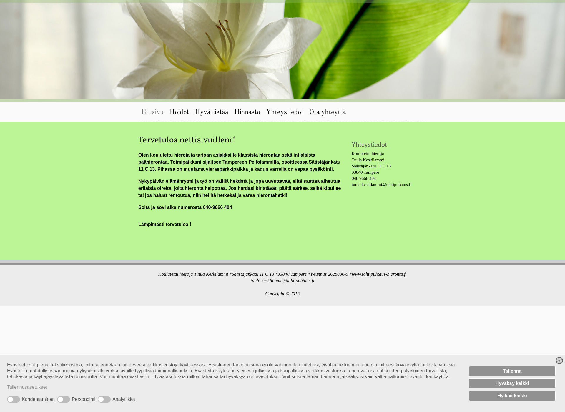 Screenshot for tahtipuhtaus-hieronta.fi