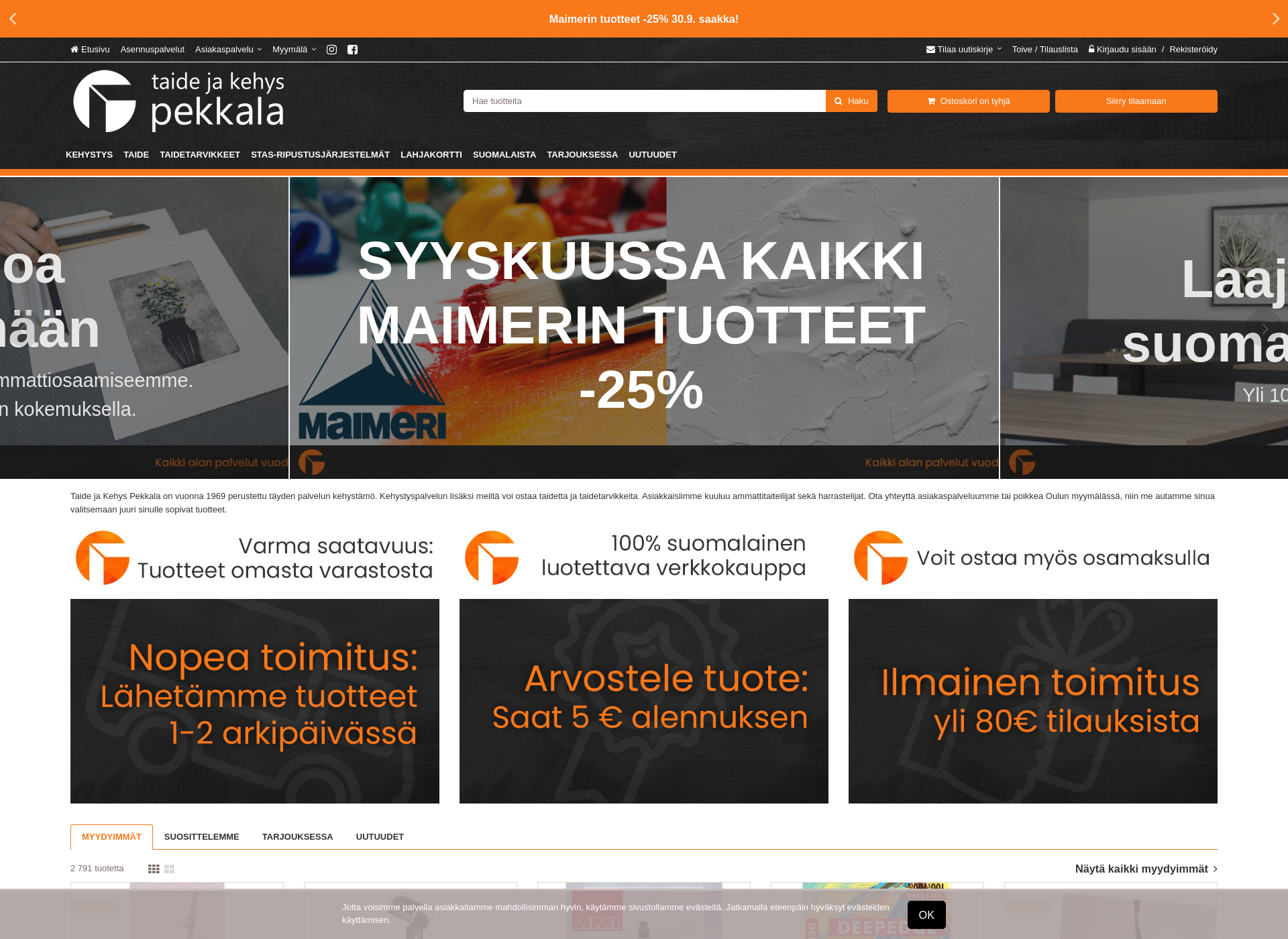 Skärmdump för taidejakehyspekkala.fi