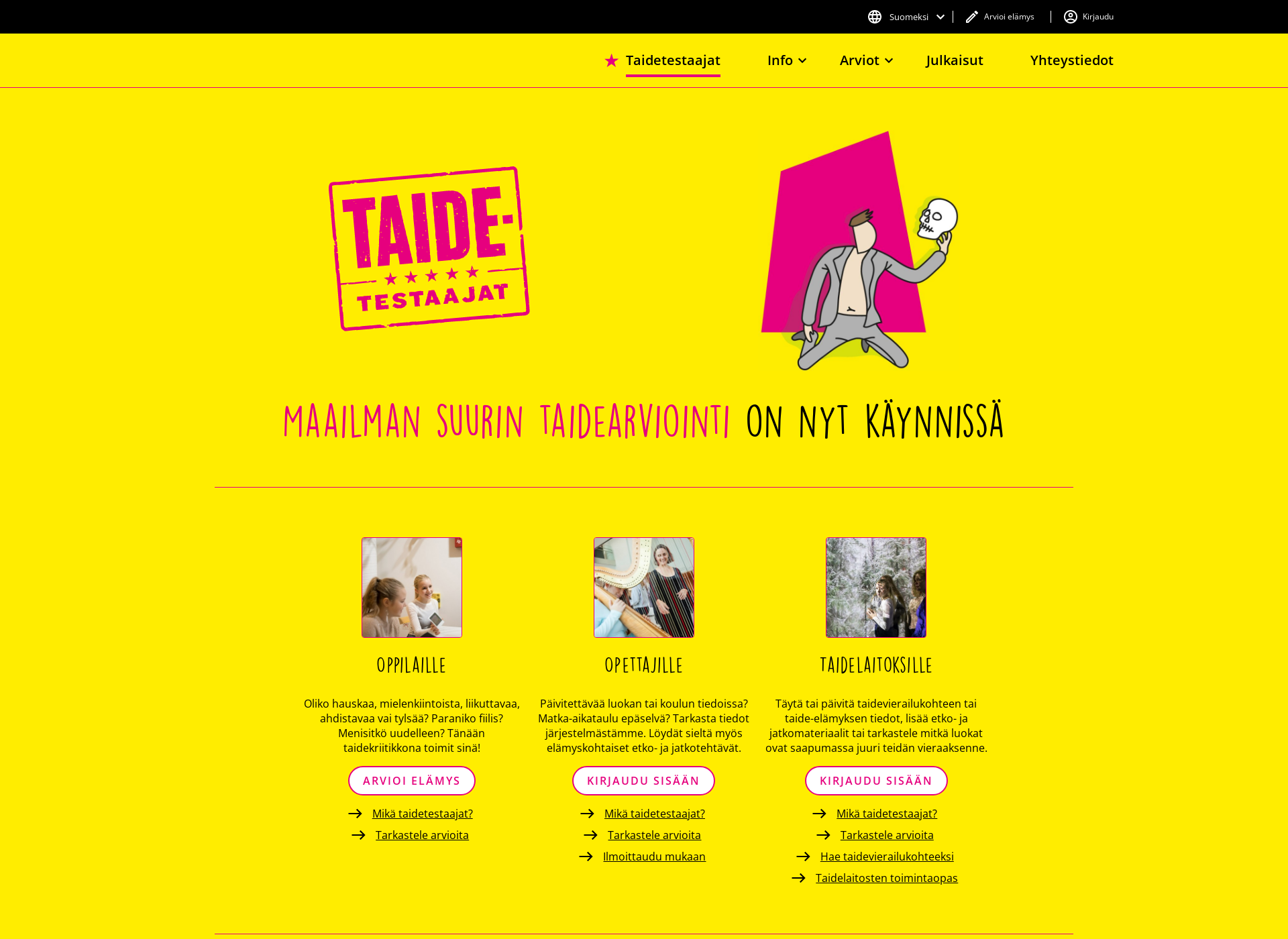 Screenshot for taidetestaajat.fi