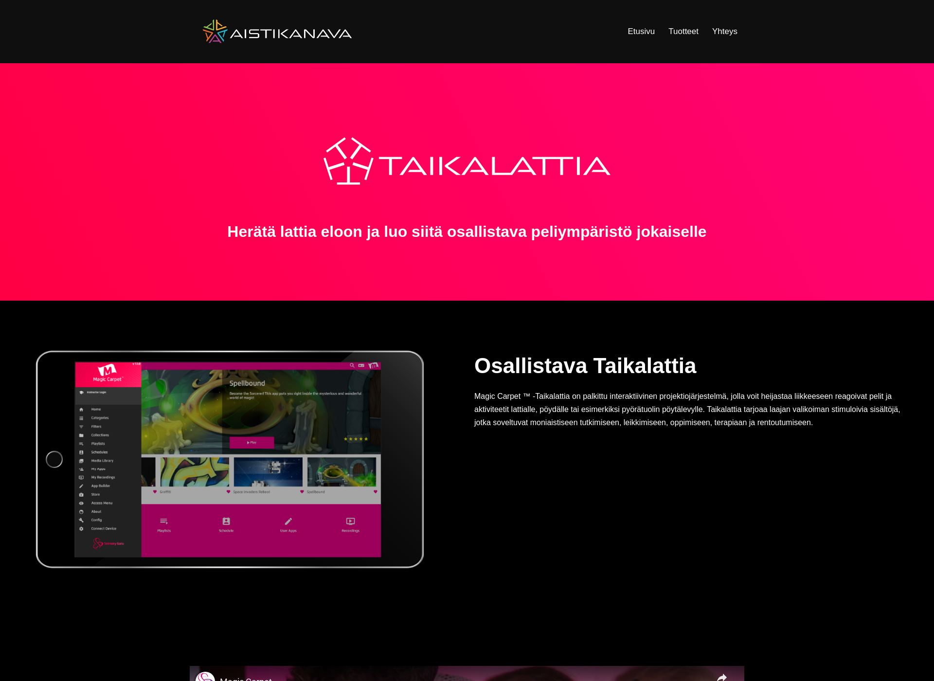 Skärmdump för taikalattia.fi