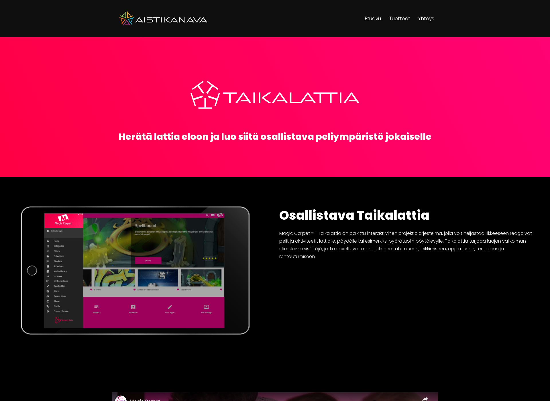 Screenshot for taikamatto.fi
