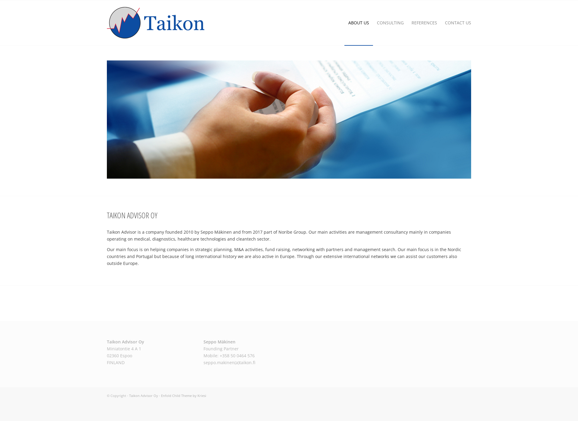 Skärmdump för taikon.fi