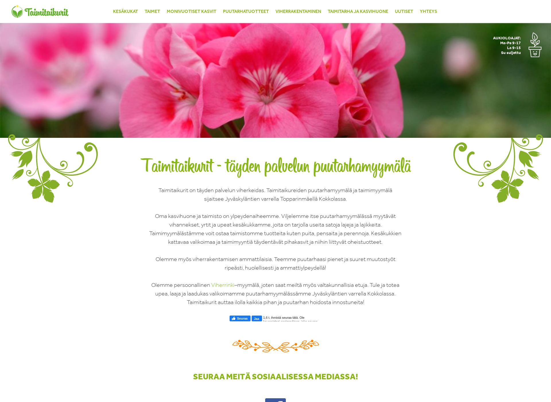 Skärmdump för taimitaikurit.fi