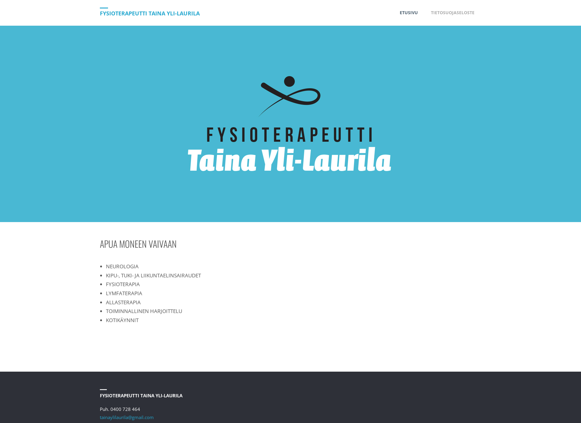 Skärmdump för tainaylilaurila.fi