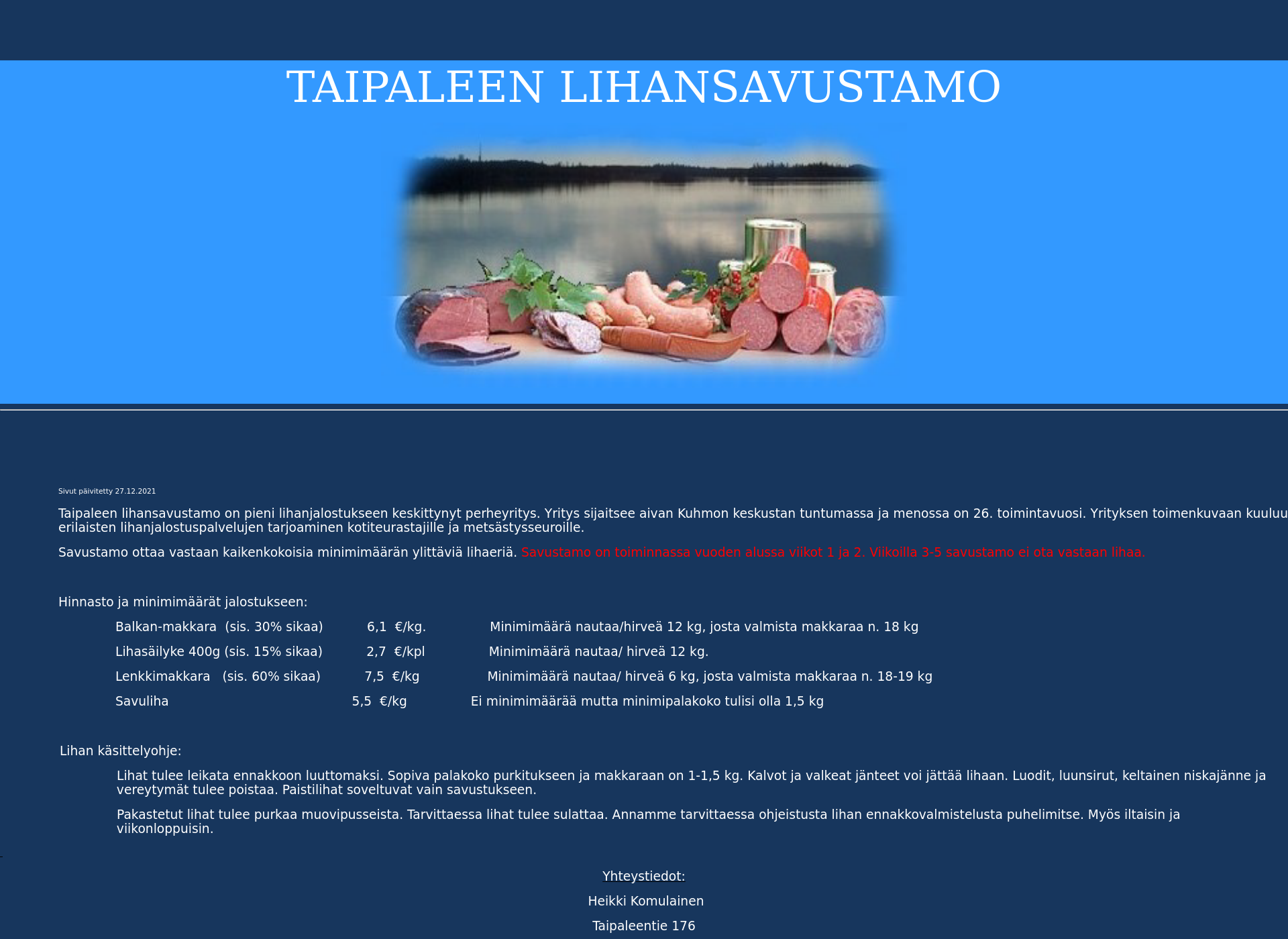 Skärmdump för taipaleenlihansavustamo.fi