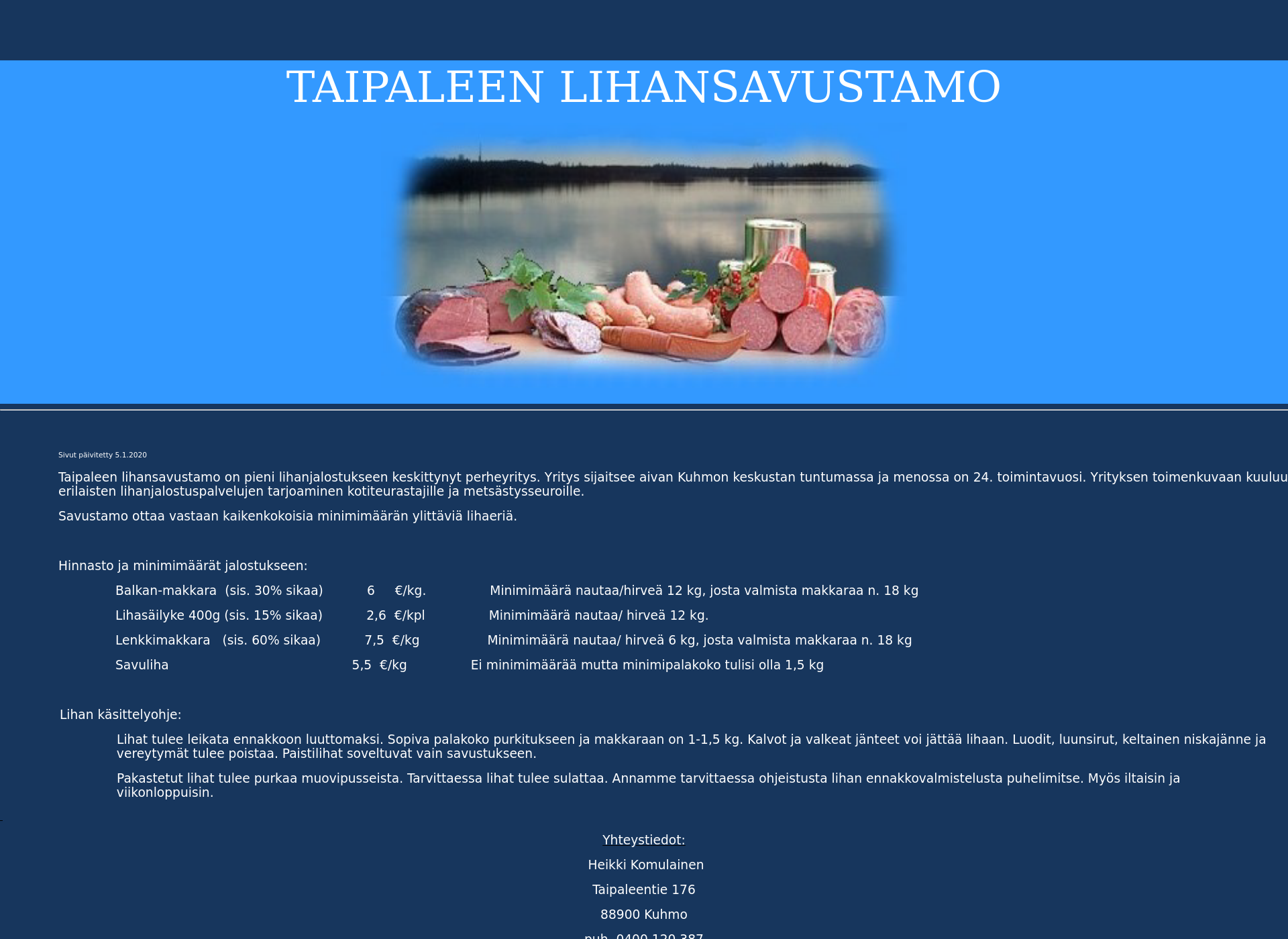 Skärmdump för taipaleenlihasavustamo.fi