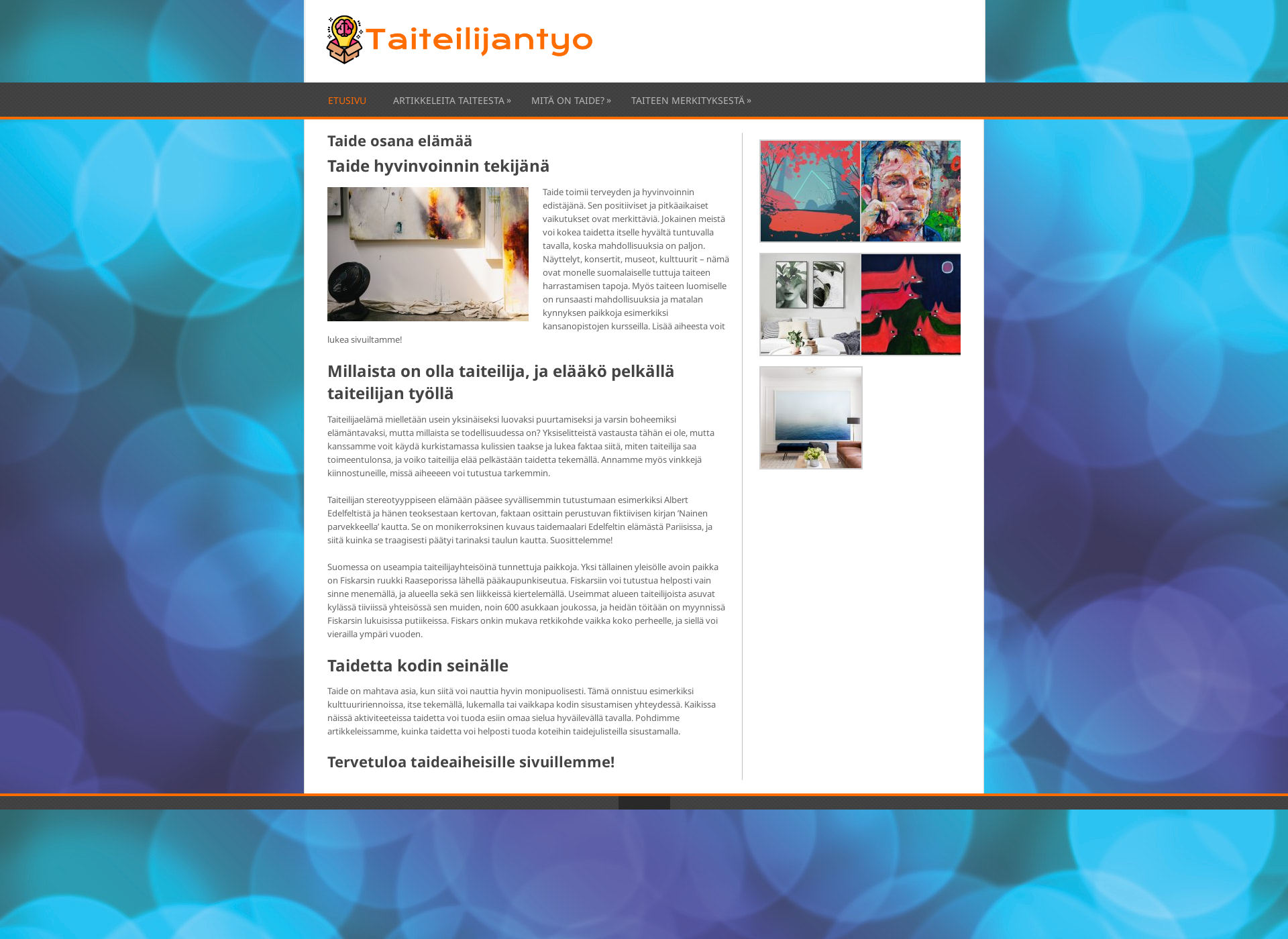 Screenshot for taiteilijantyo.fi