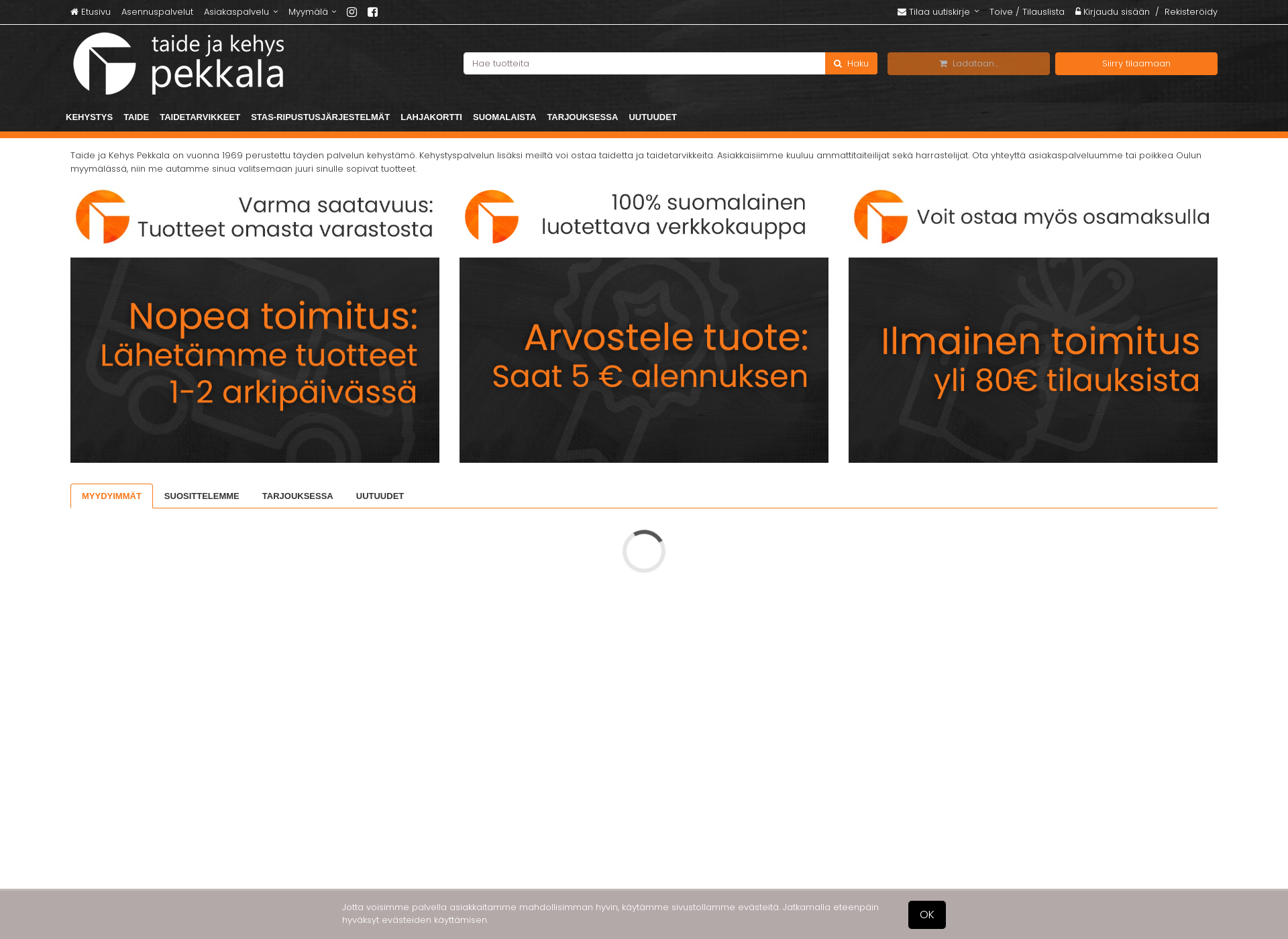 Screenshot for taiteilijatarvikkeet.fi