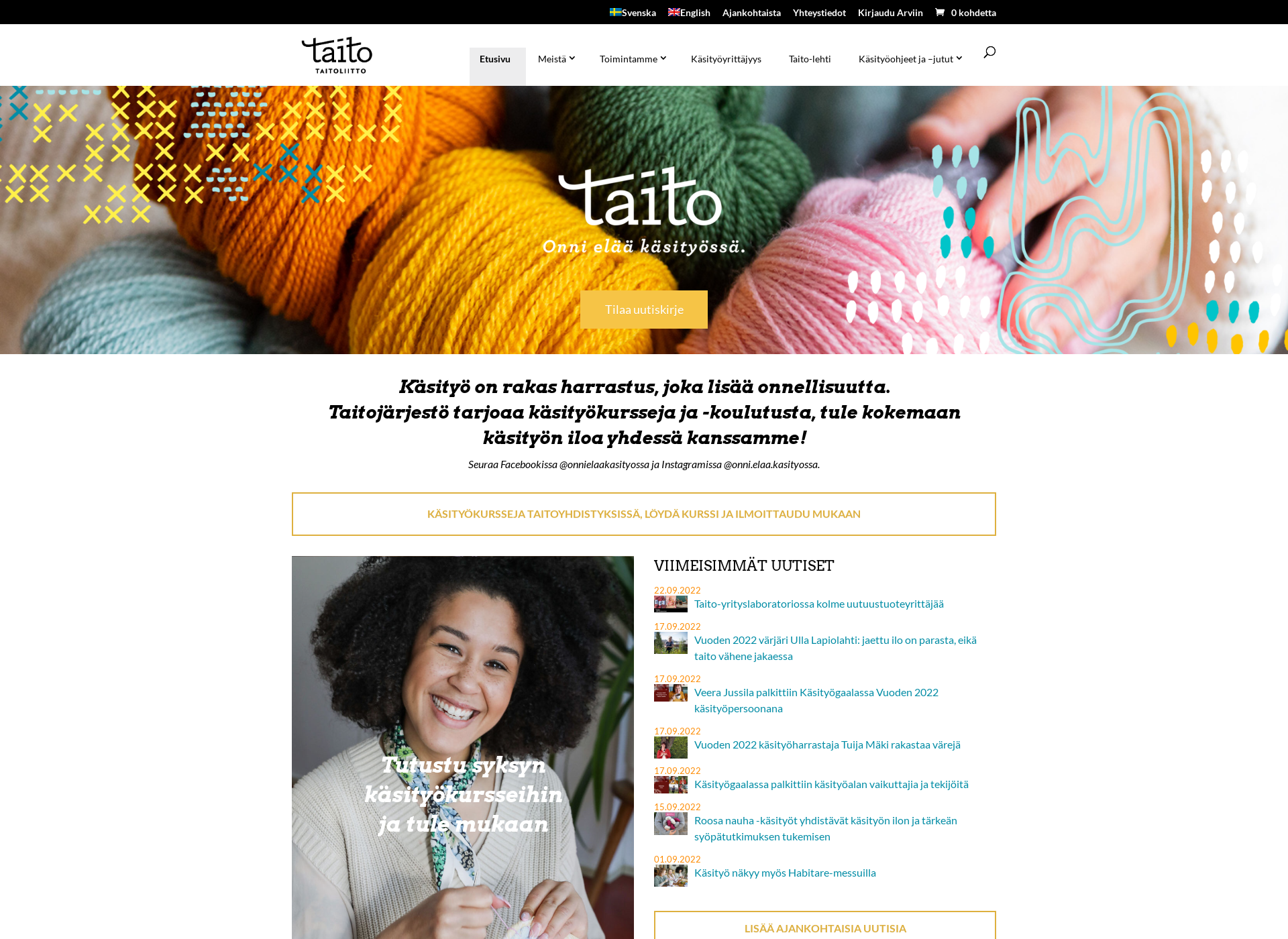 Skärmdump för taito.fi