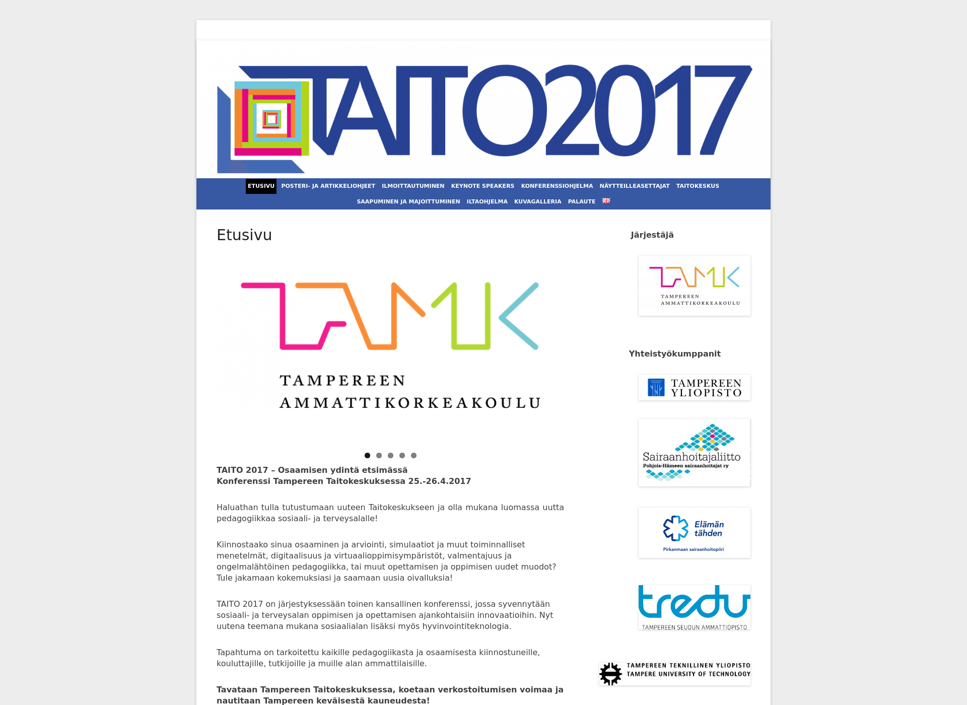 Skärmdump för taito2017.fi