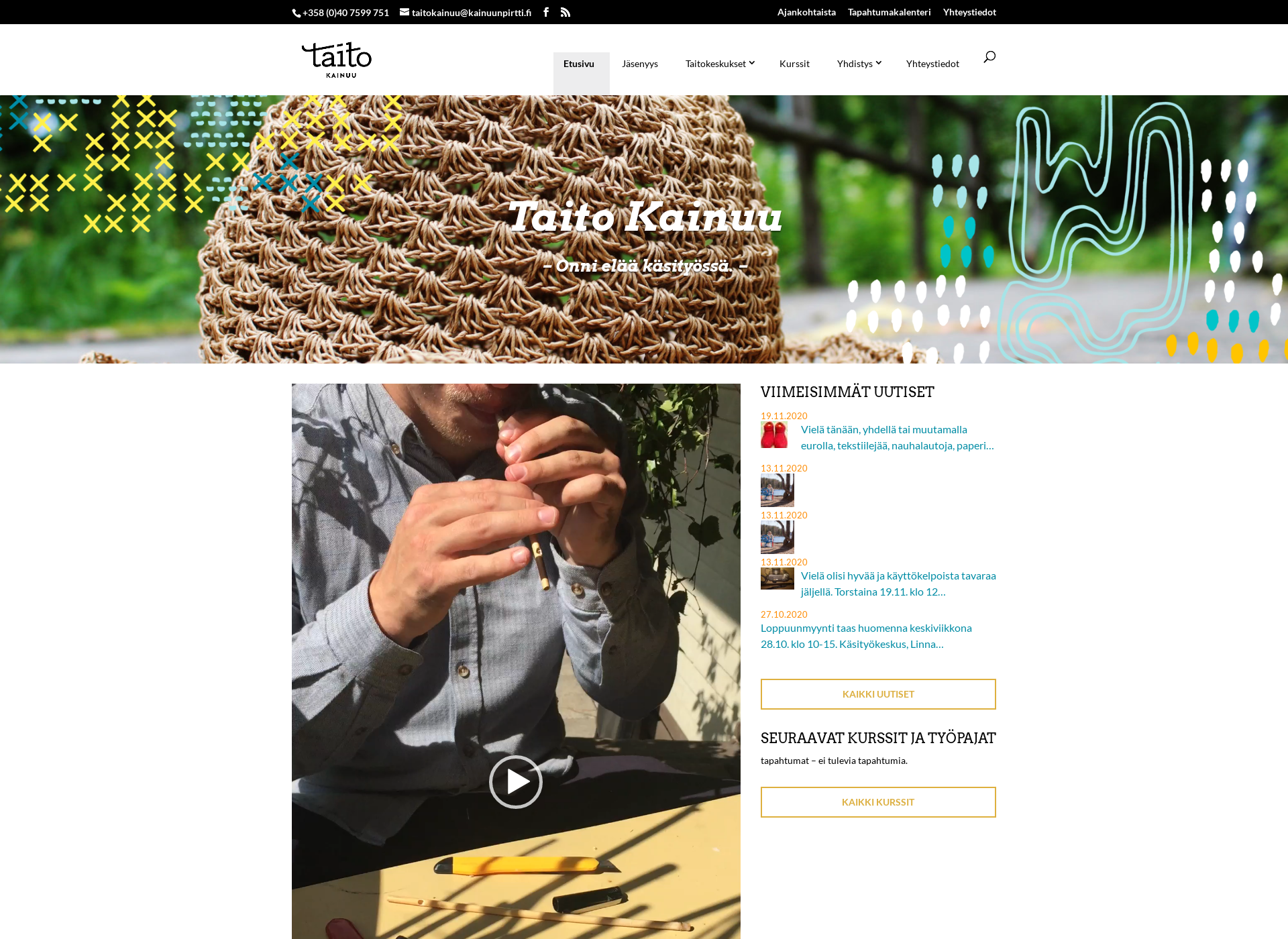 Skärmdump för taitokainuu.fi