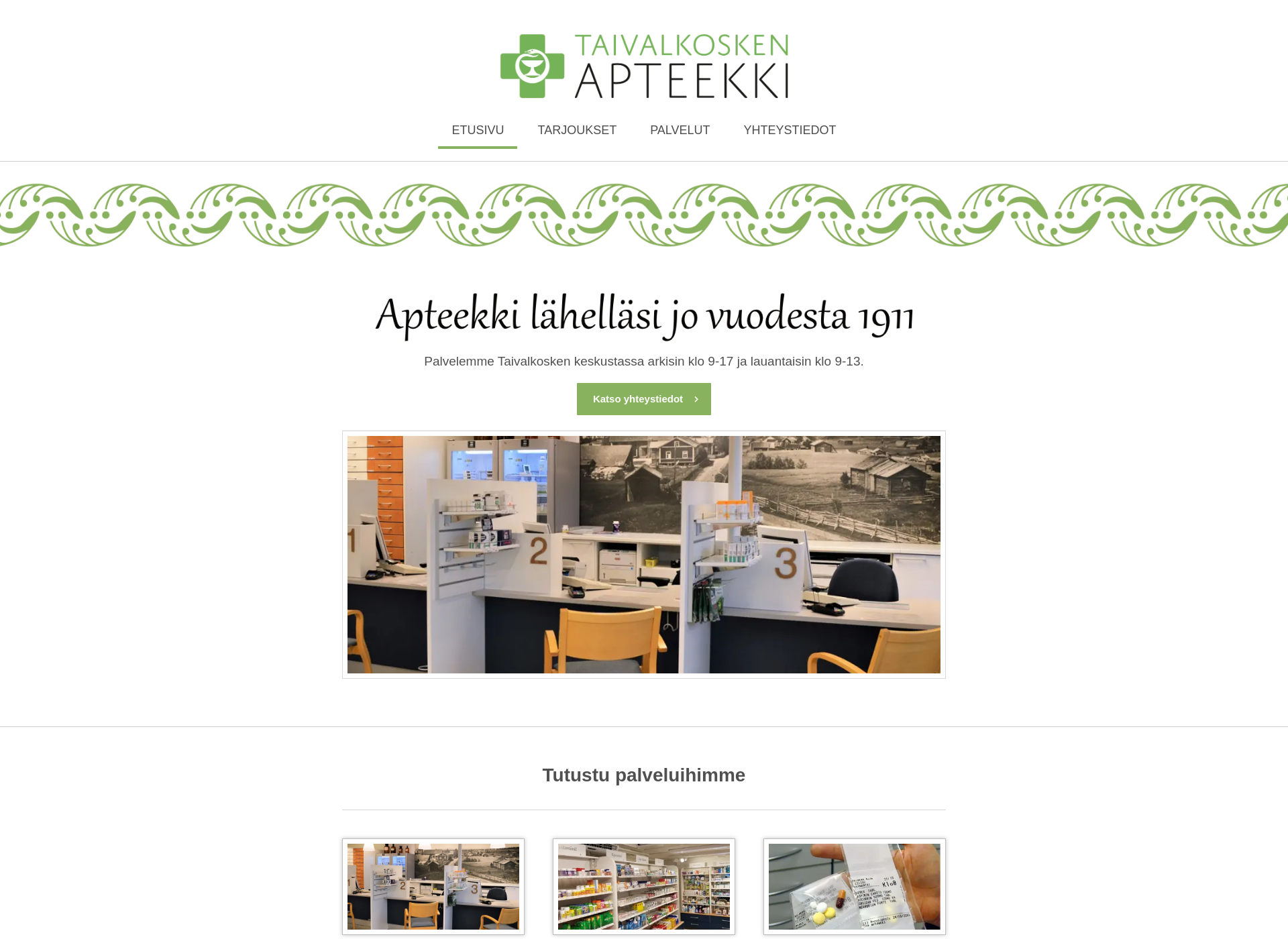 Skärmdump för taivalkoskenapteekki.fi