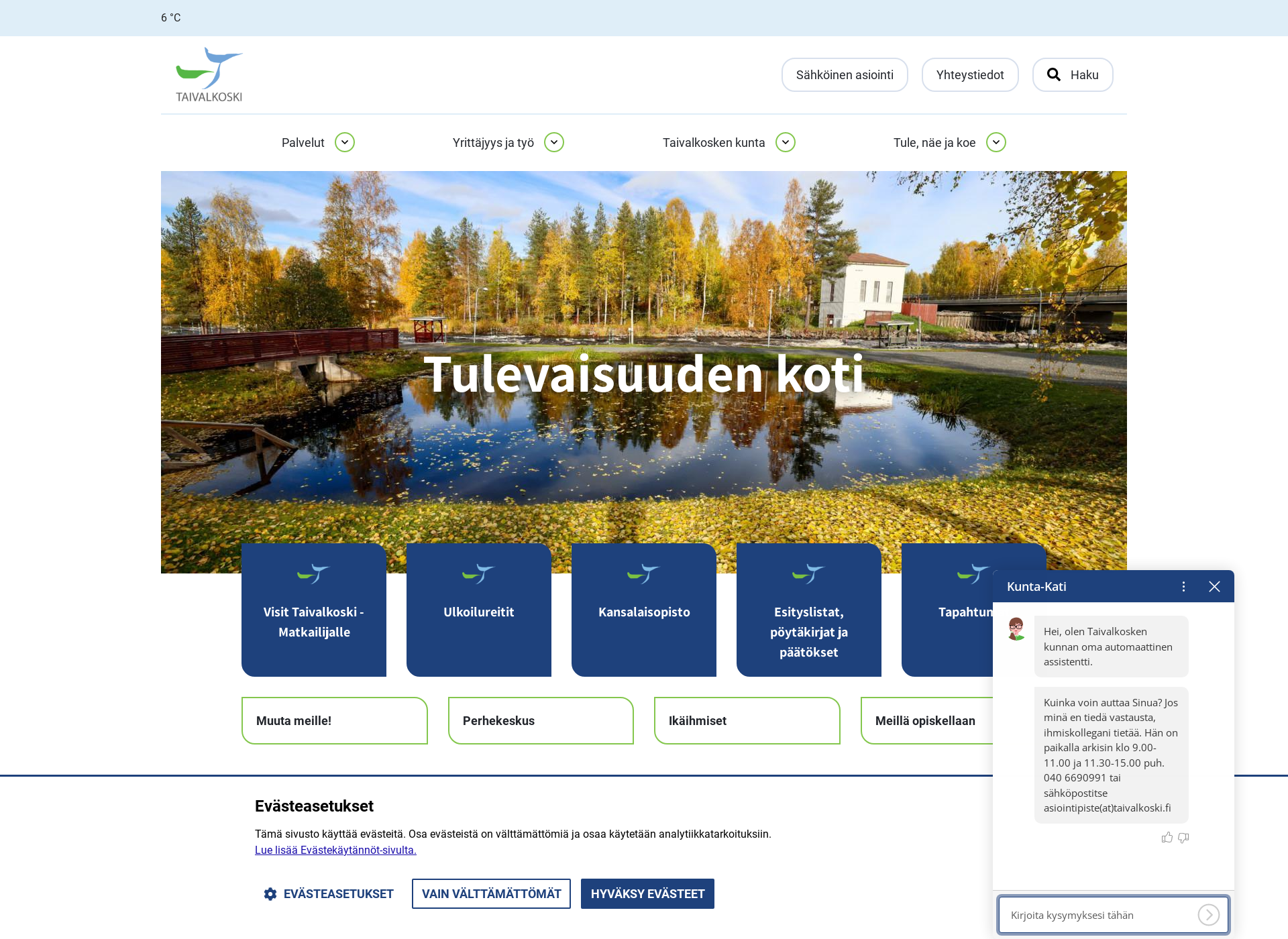 Skärmdump för taivalkoski.fi