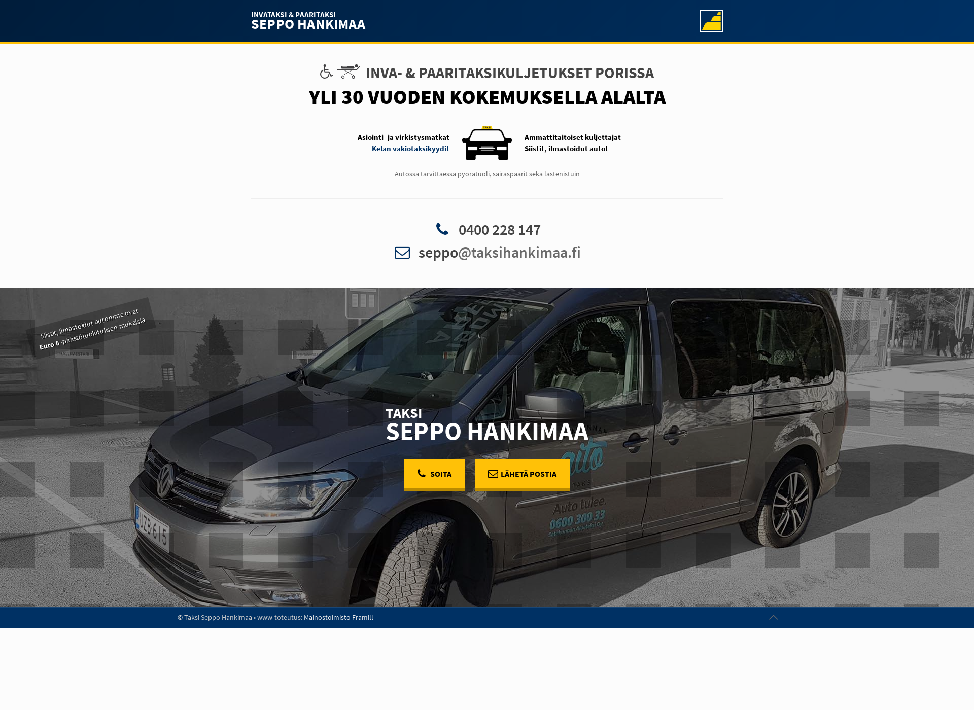 Skärmdump för taksihankimaa.fi