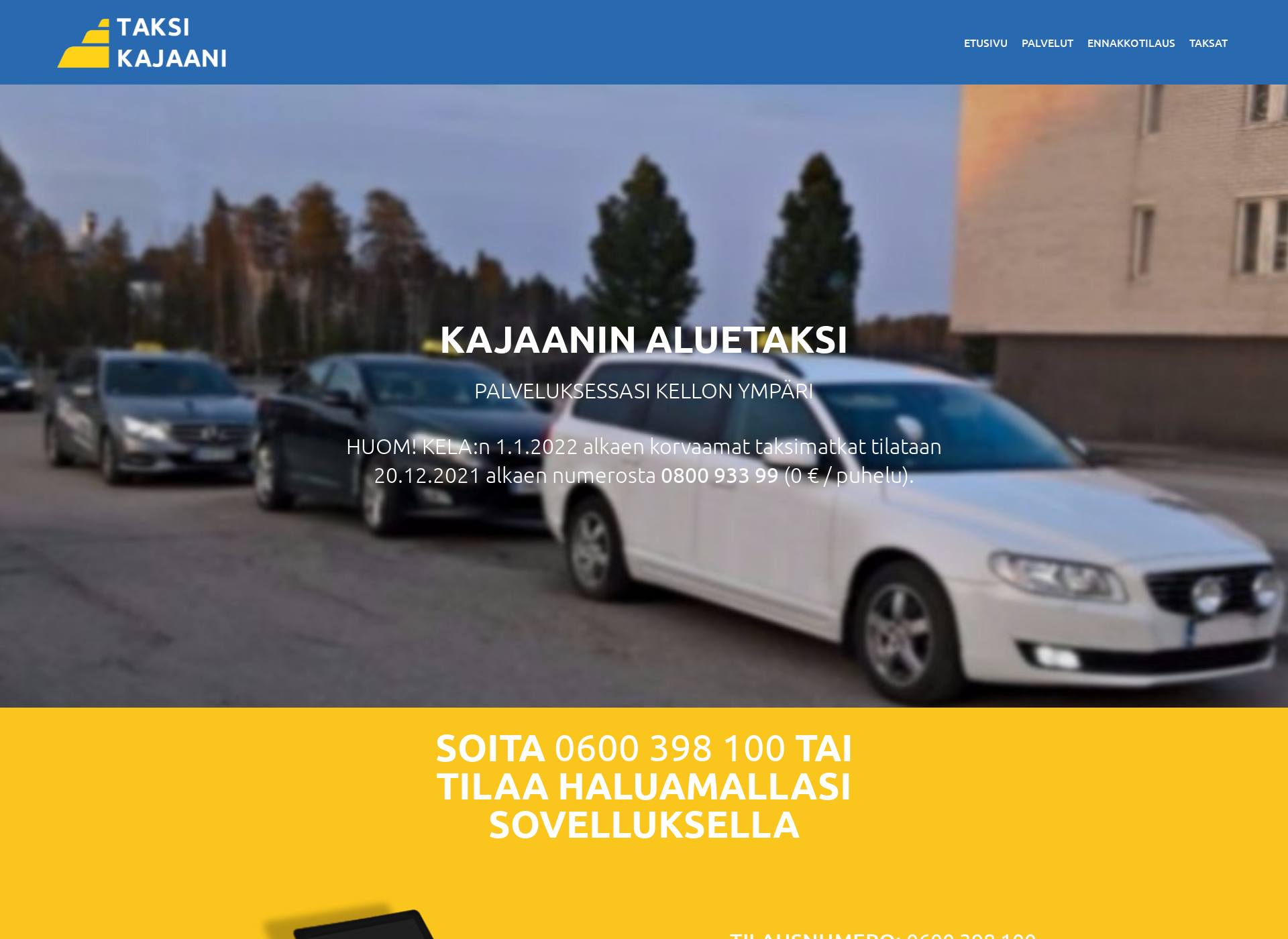 Näyttökuva taksikajaani.fi