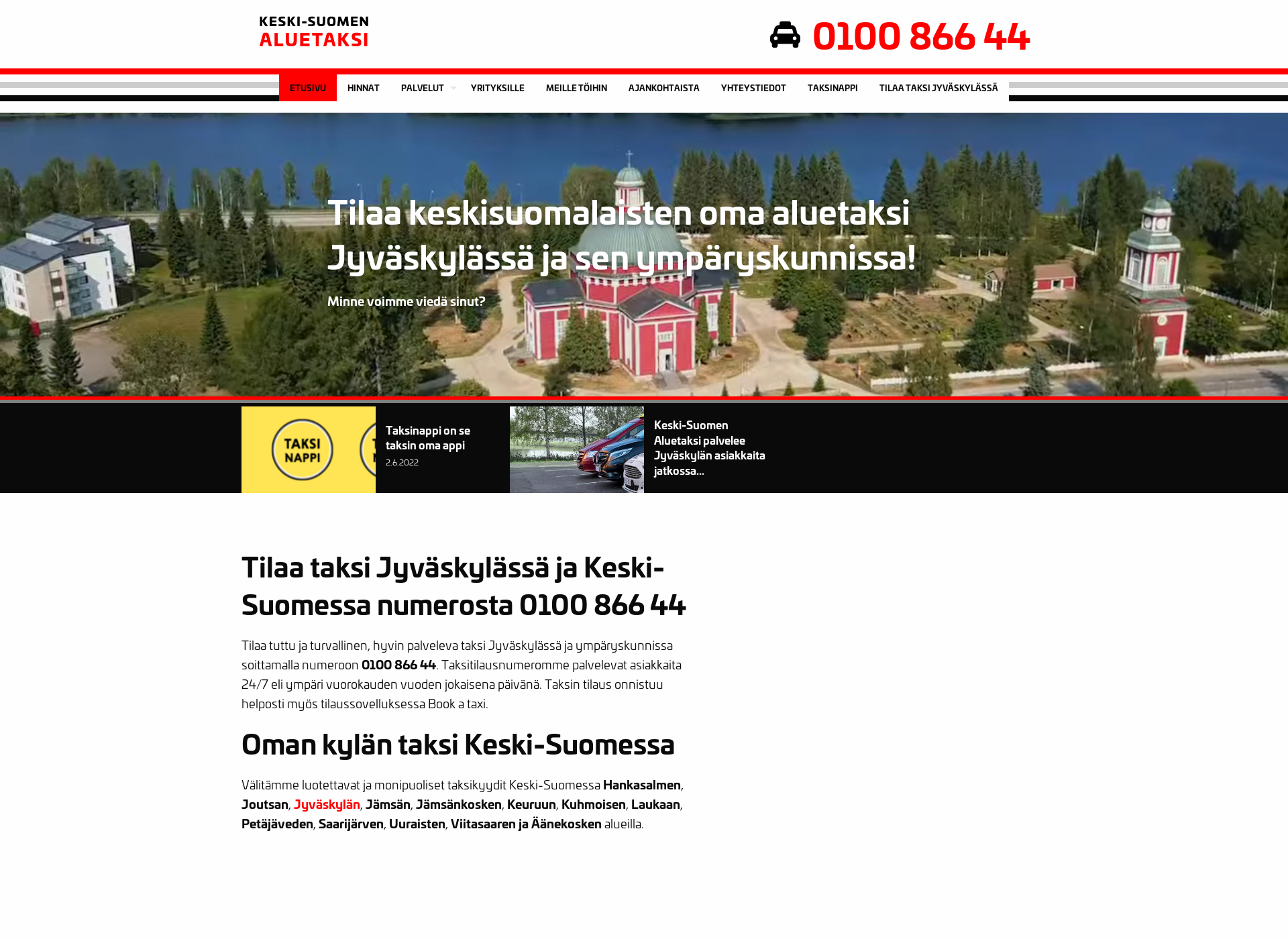 Skärmdump för taksikeskuskeskisuomi.fi