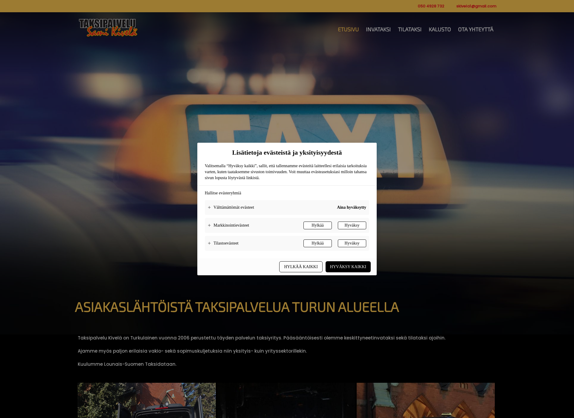 Skärmdump för taksikivela.fi