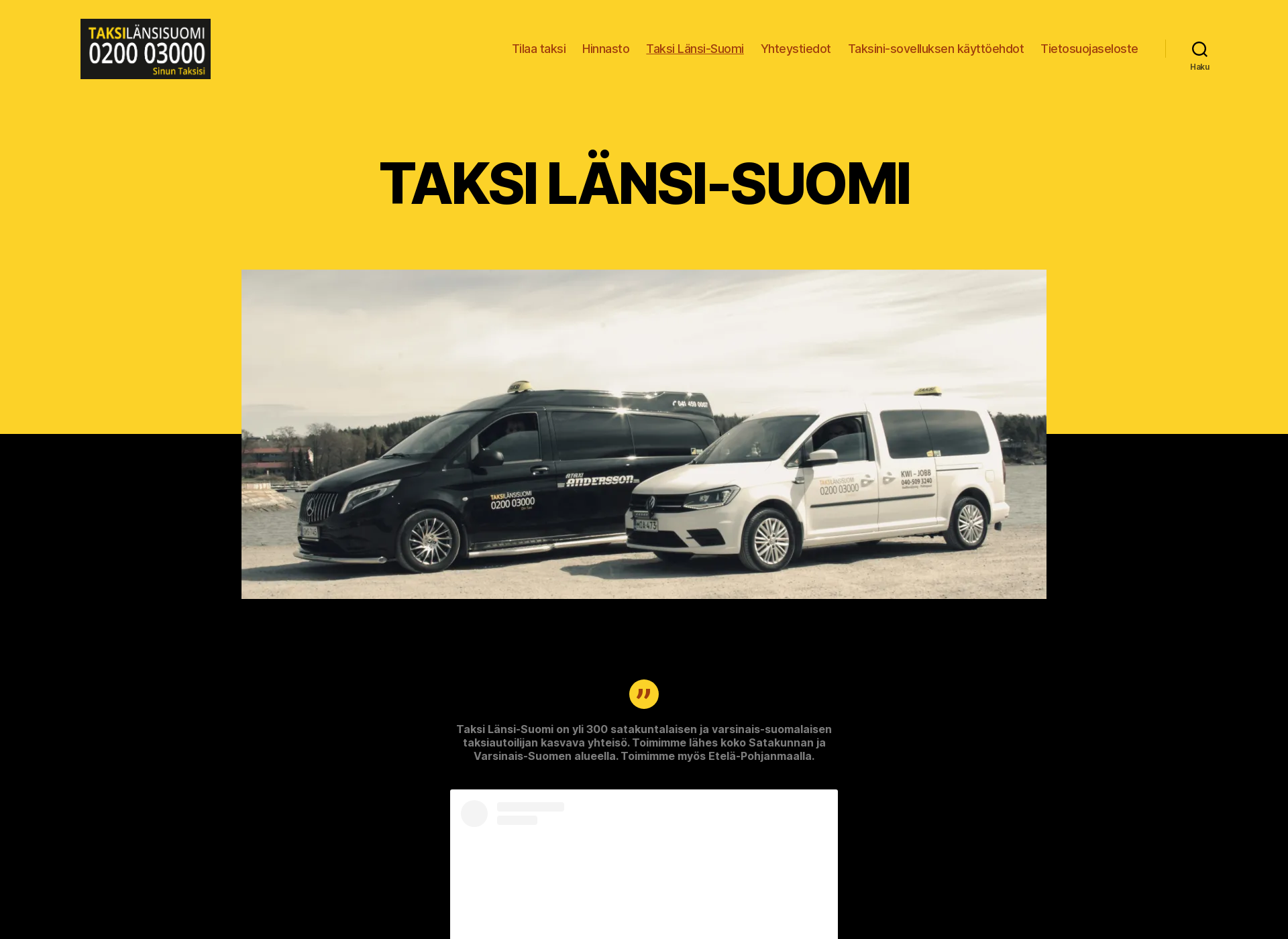 Skärmdump för taksilansisuomi.fi