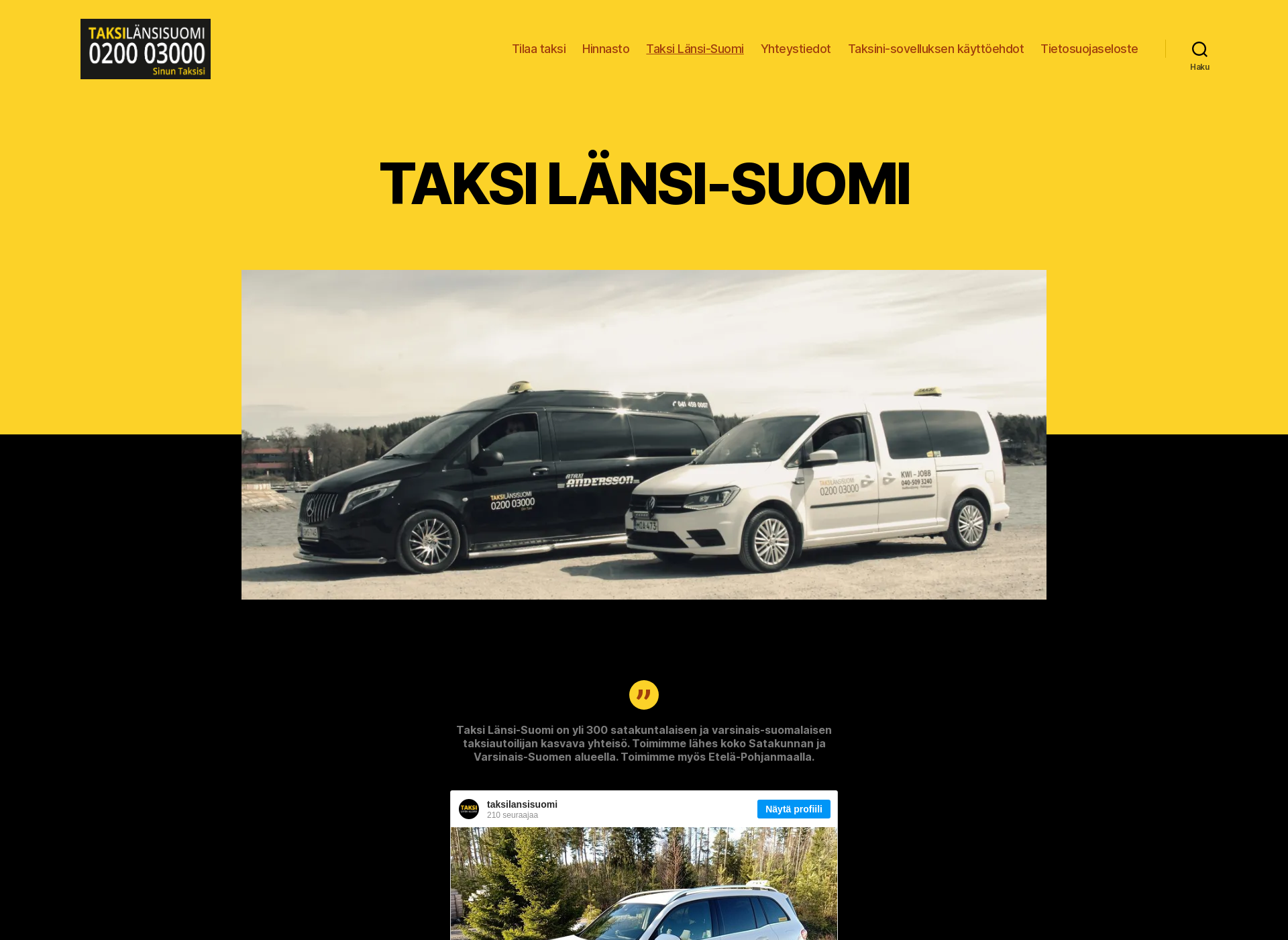 Screenshot for taksilänsisuomi.fi