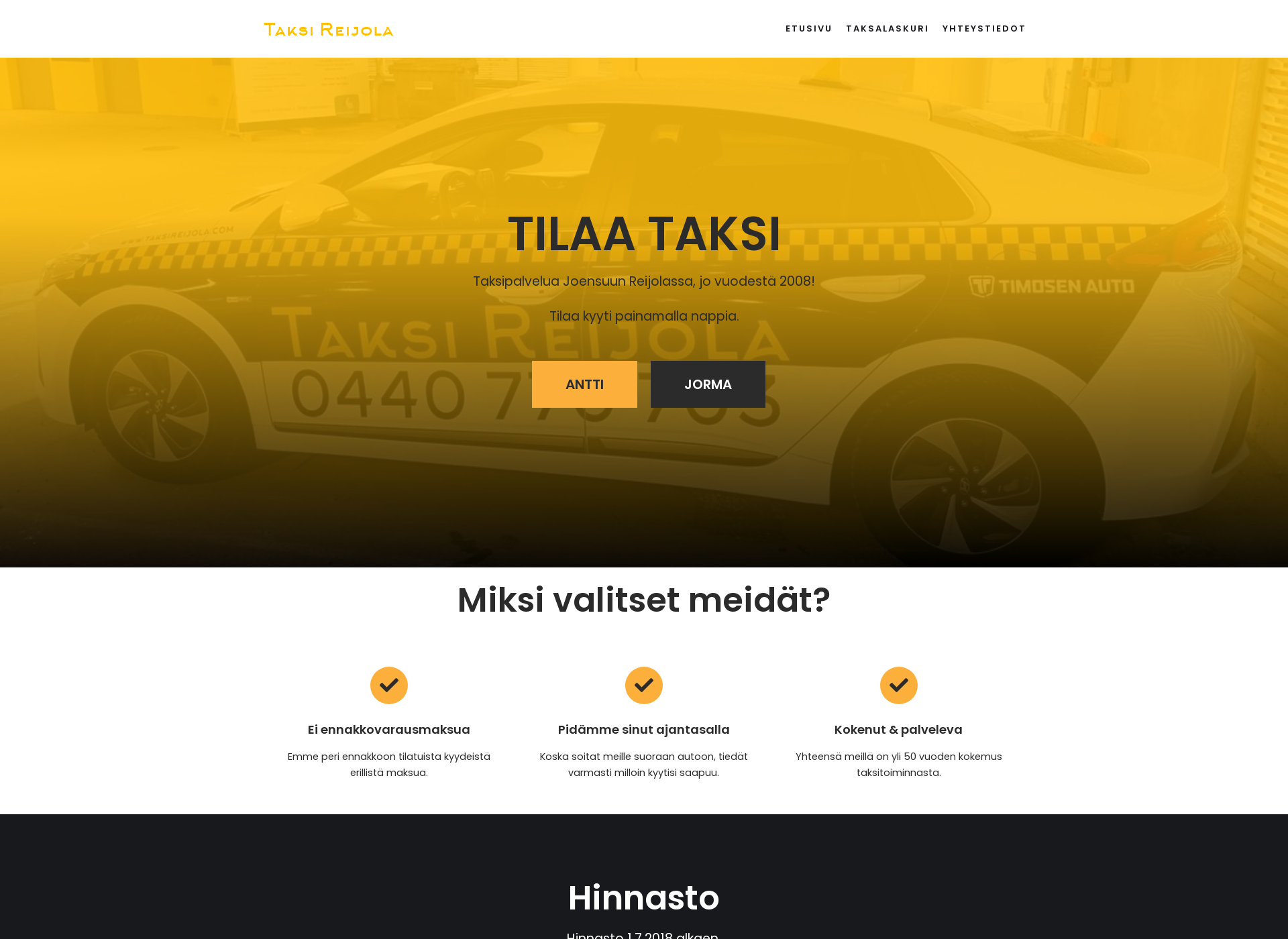 Skärmdump för taksireijola.fi