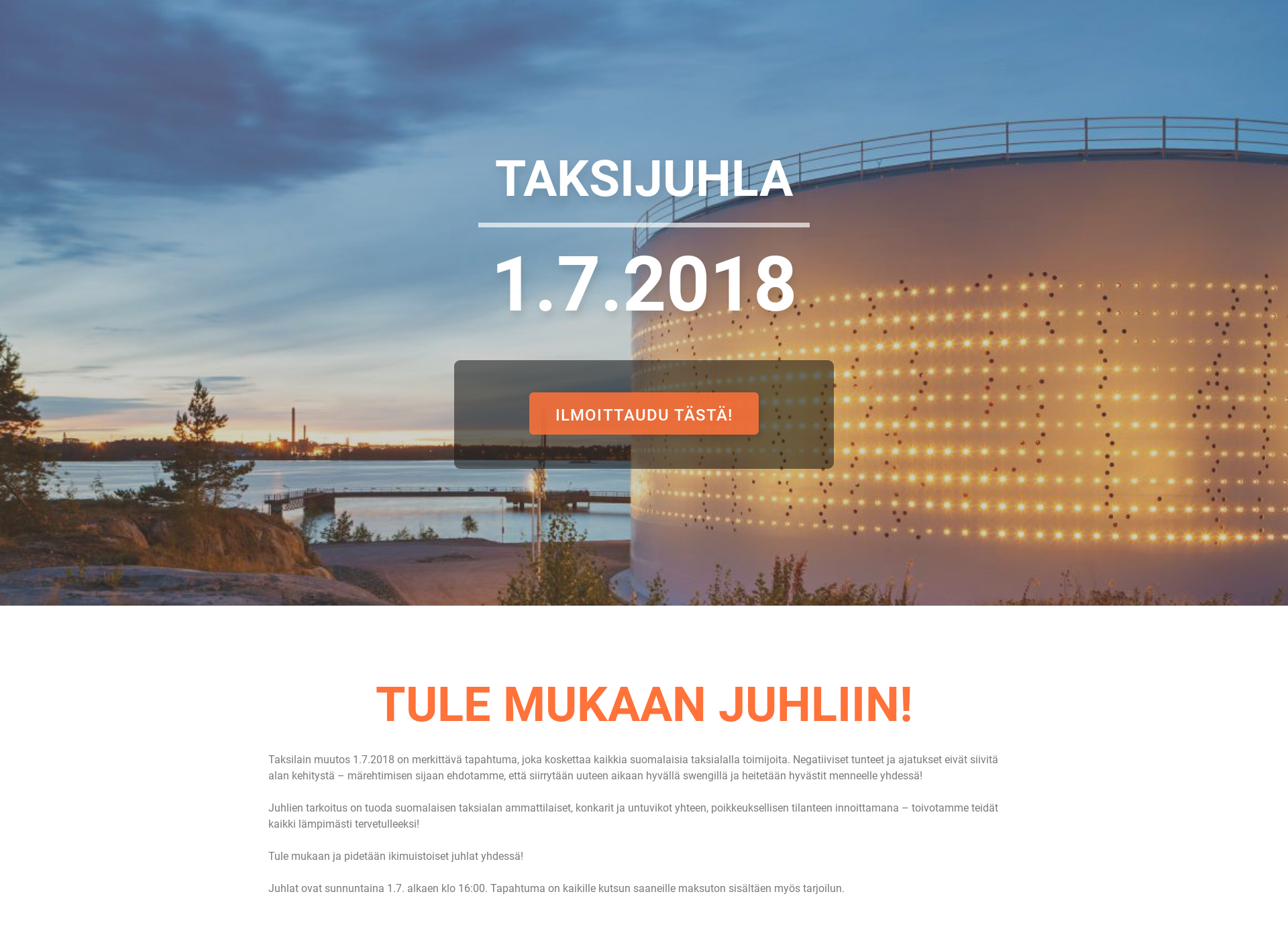 Skärmdump för taksitapahtuma.fi