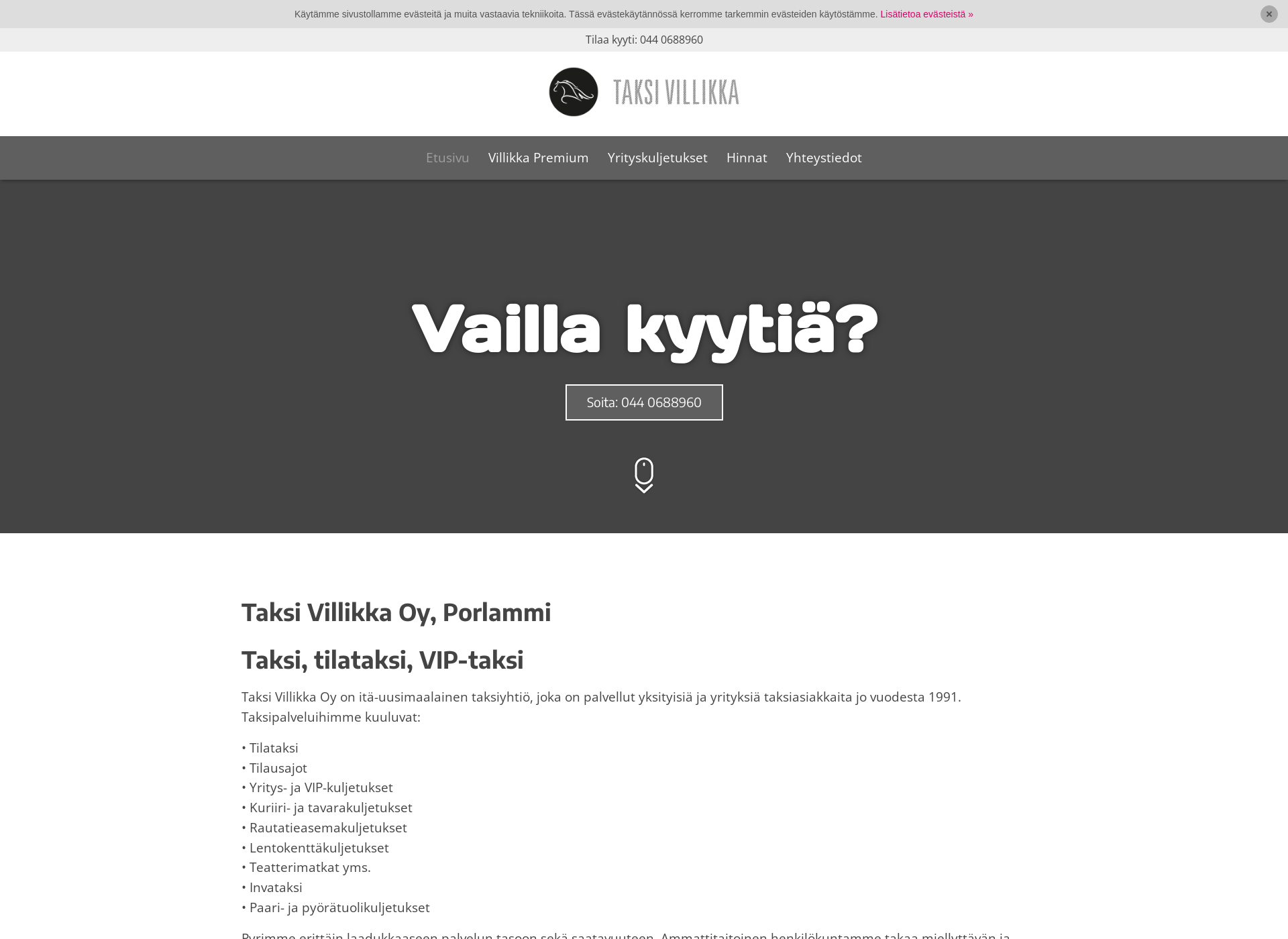 Skärmdump för taksivillikka.fi
