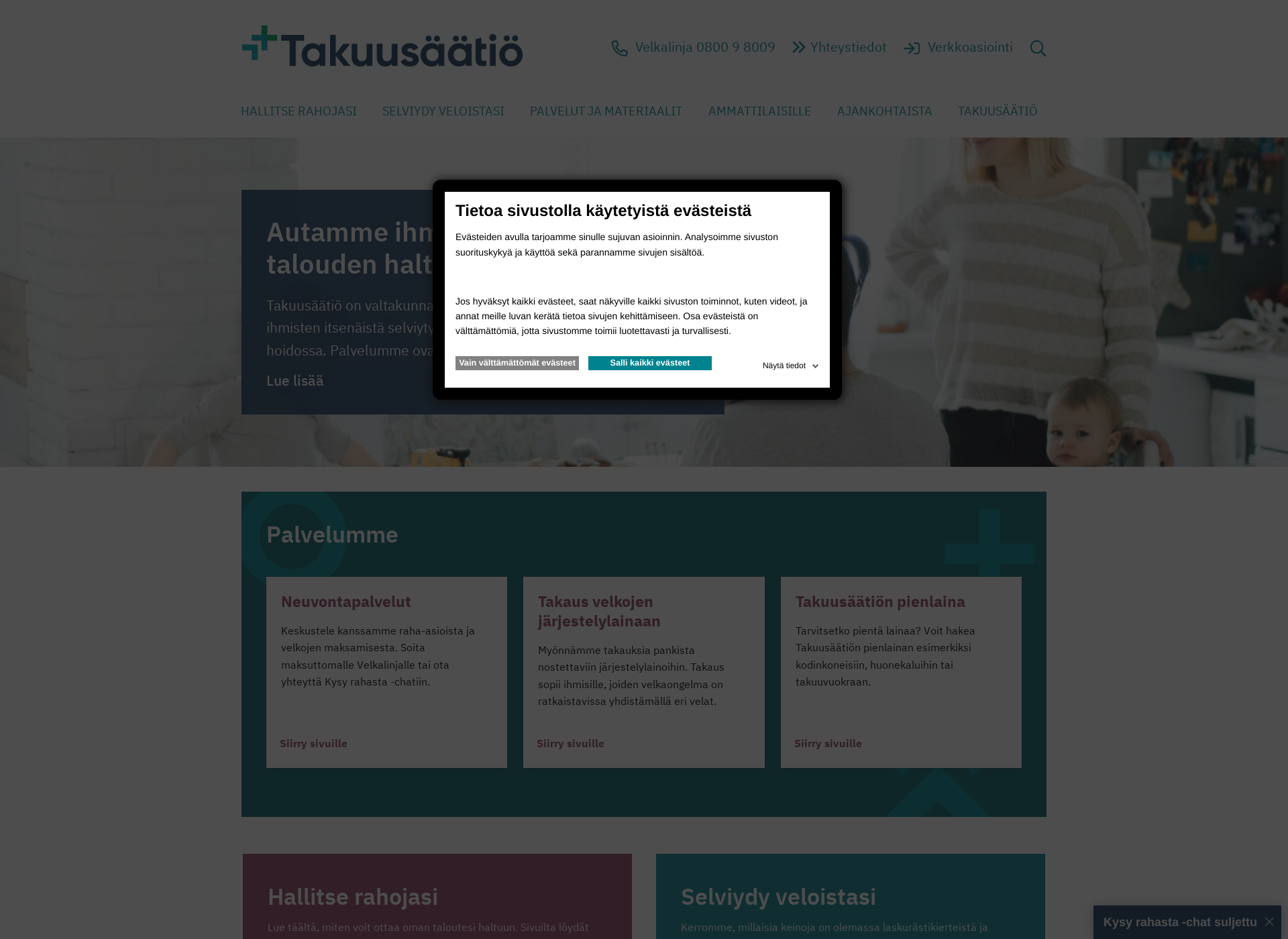 Skärmdump för takuusaatio.fi