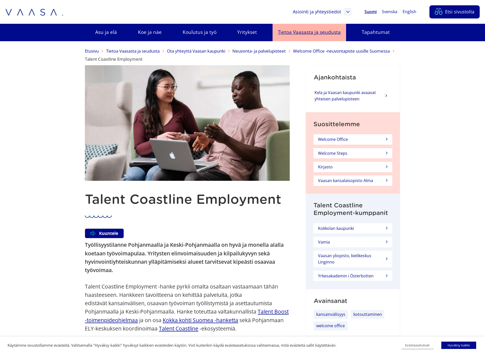Screenshot for talentcoastlineemployment.fi