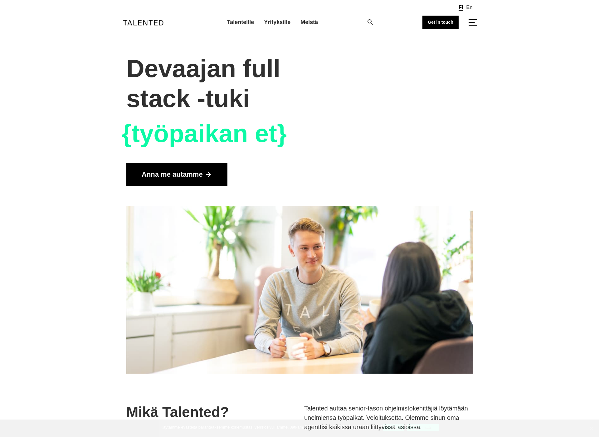 Skärmdump för talented.fi