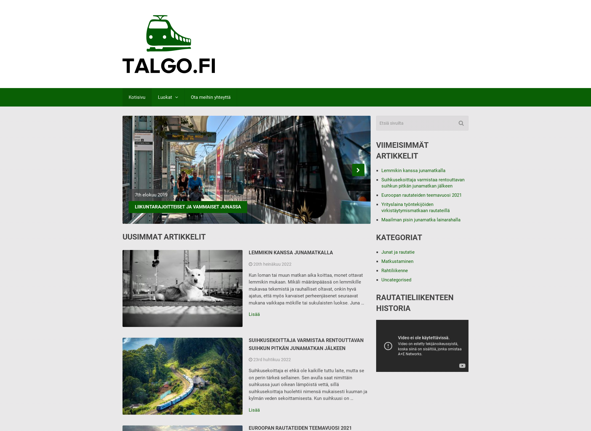 Skärmdump för talgo.fi