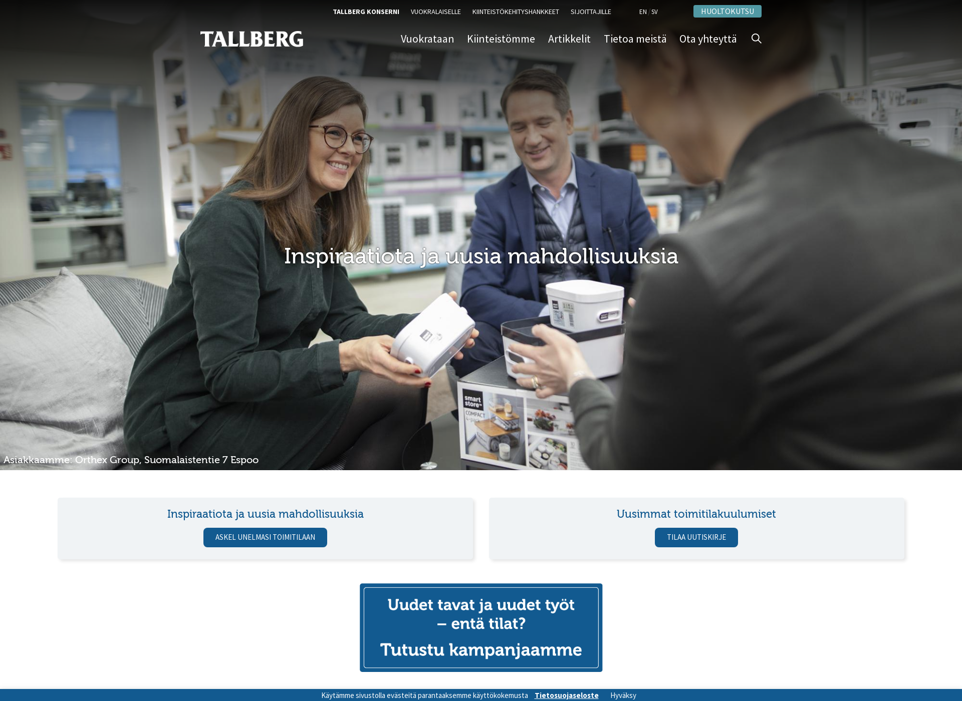Skärmdump för tallberg.fi