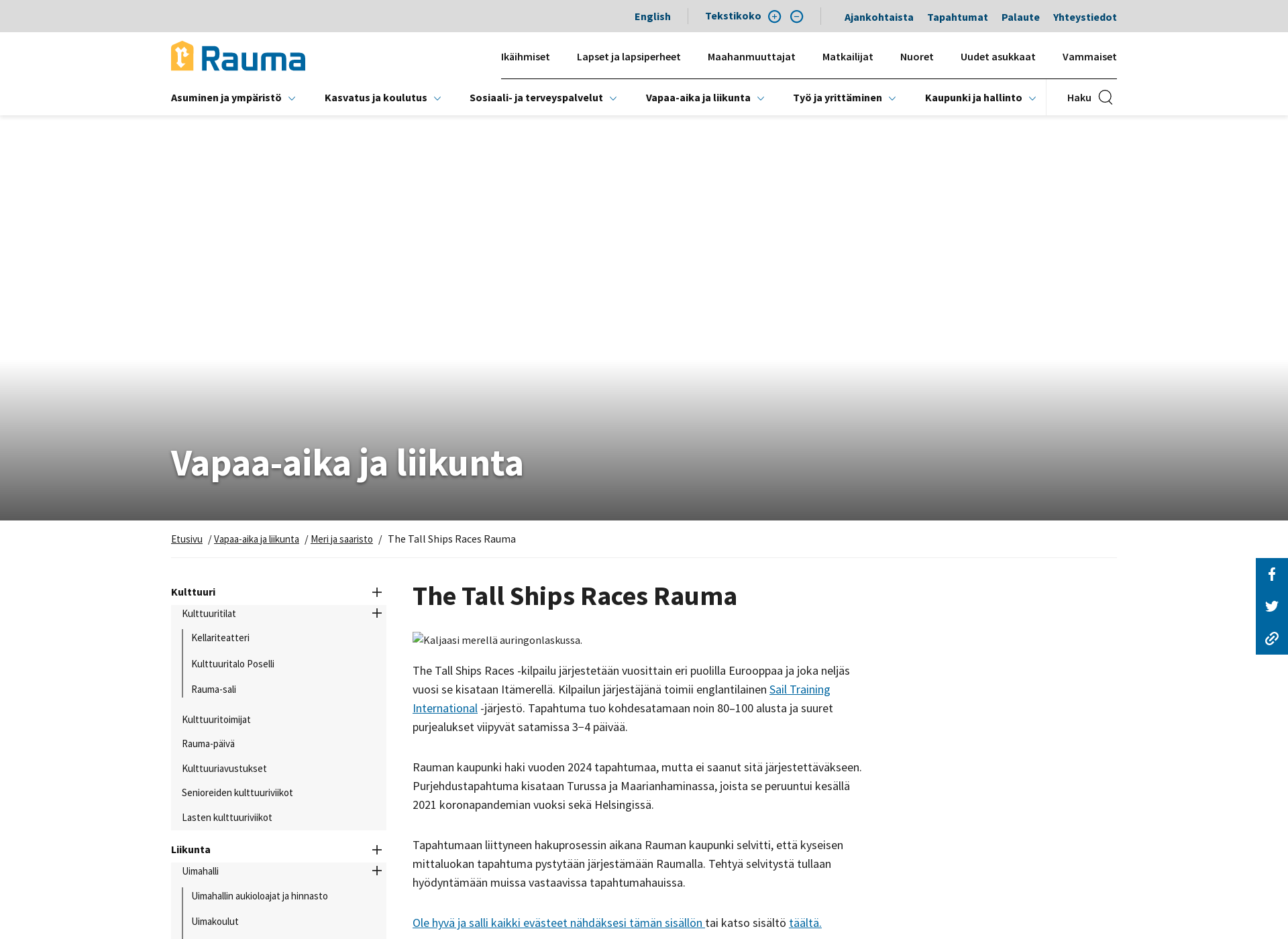 Skärmdump för tallshipsrauma.fi