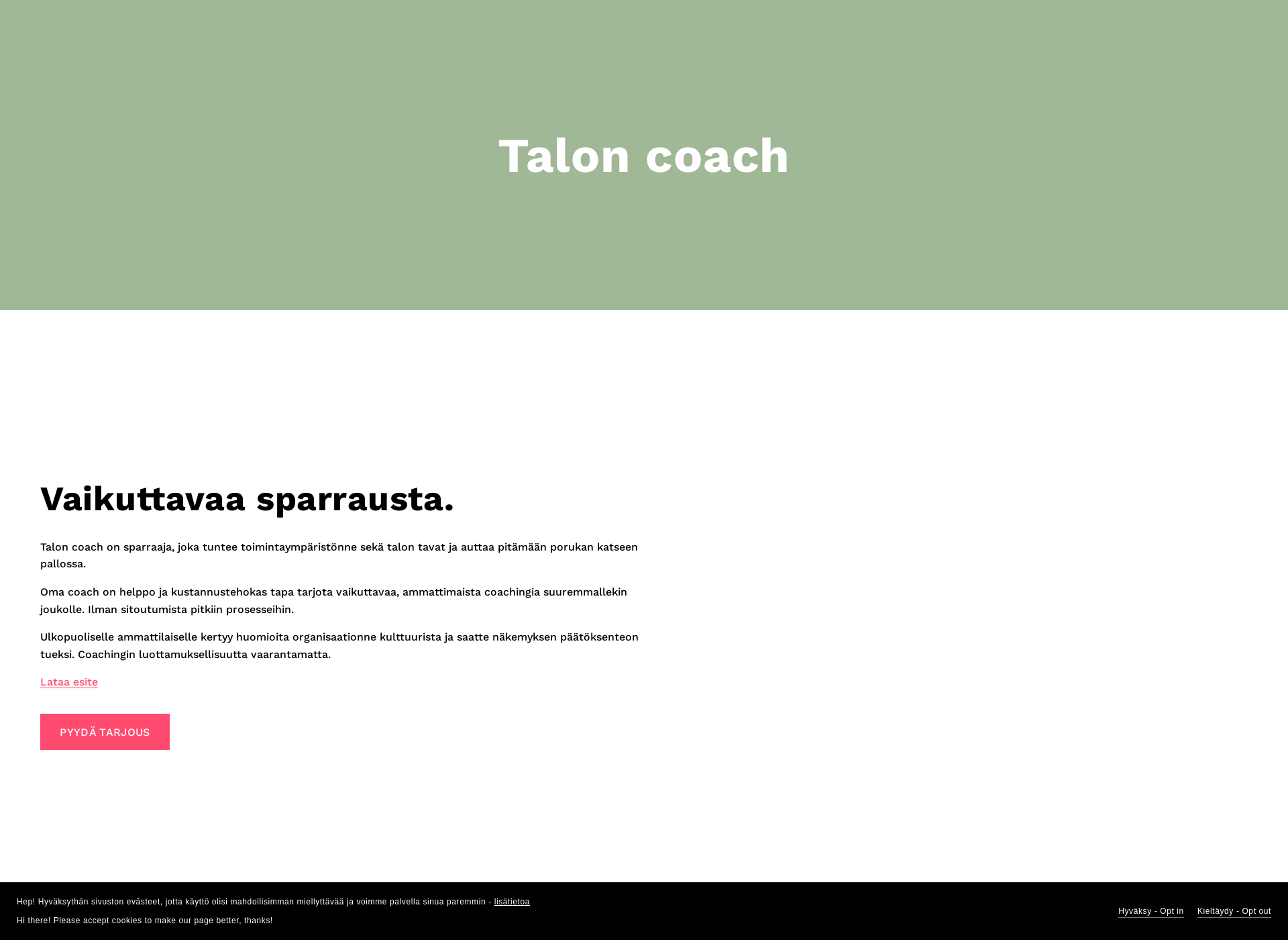 Screenshot for taloncoach.fi