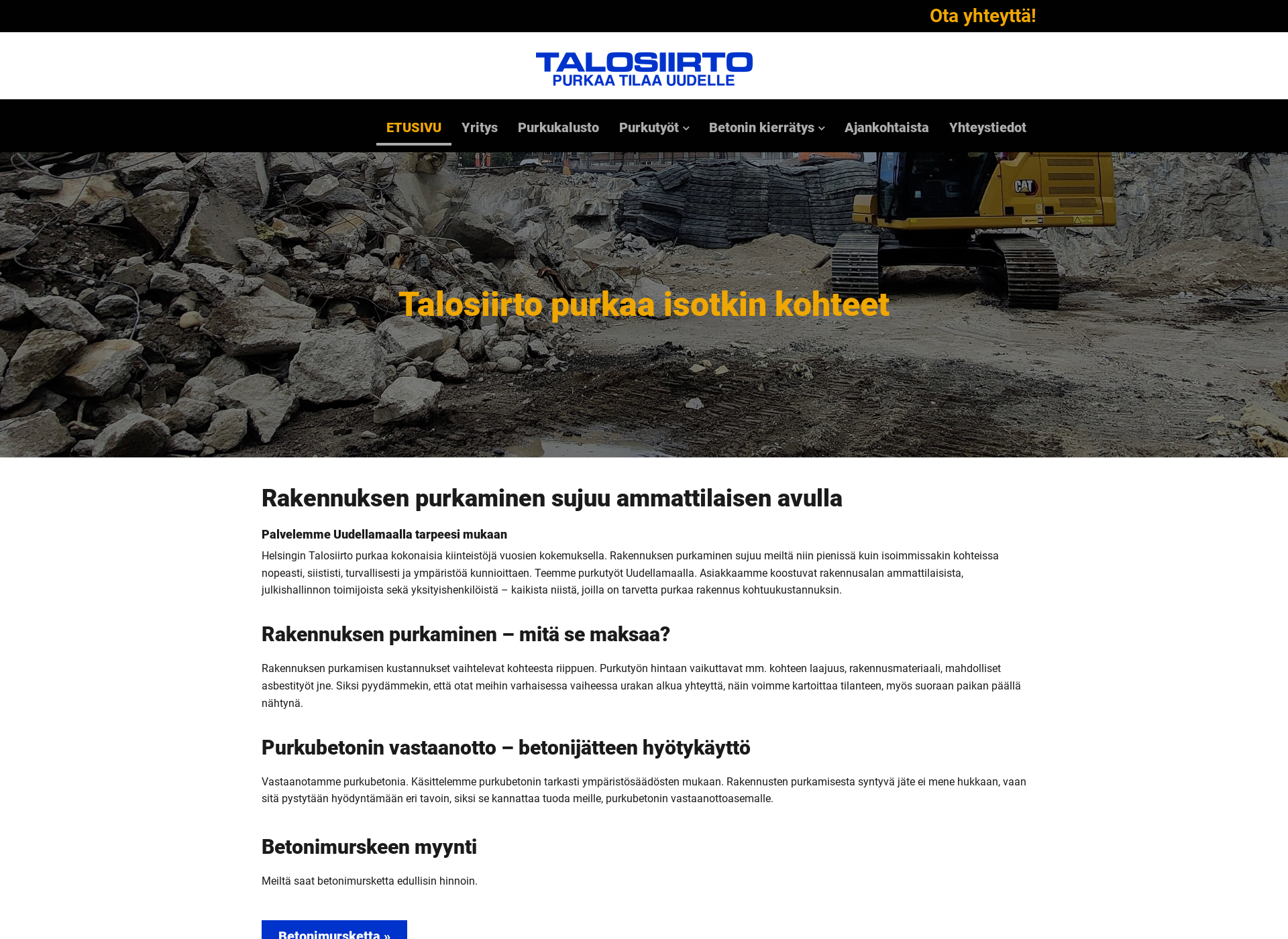 Skärmdump för talosiirto.fi