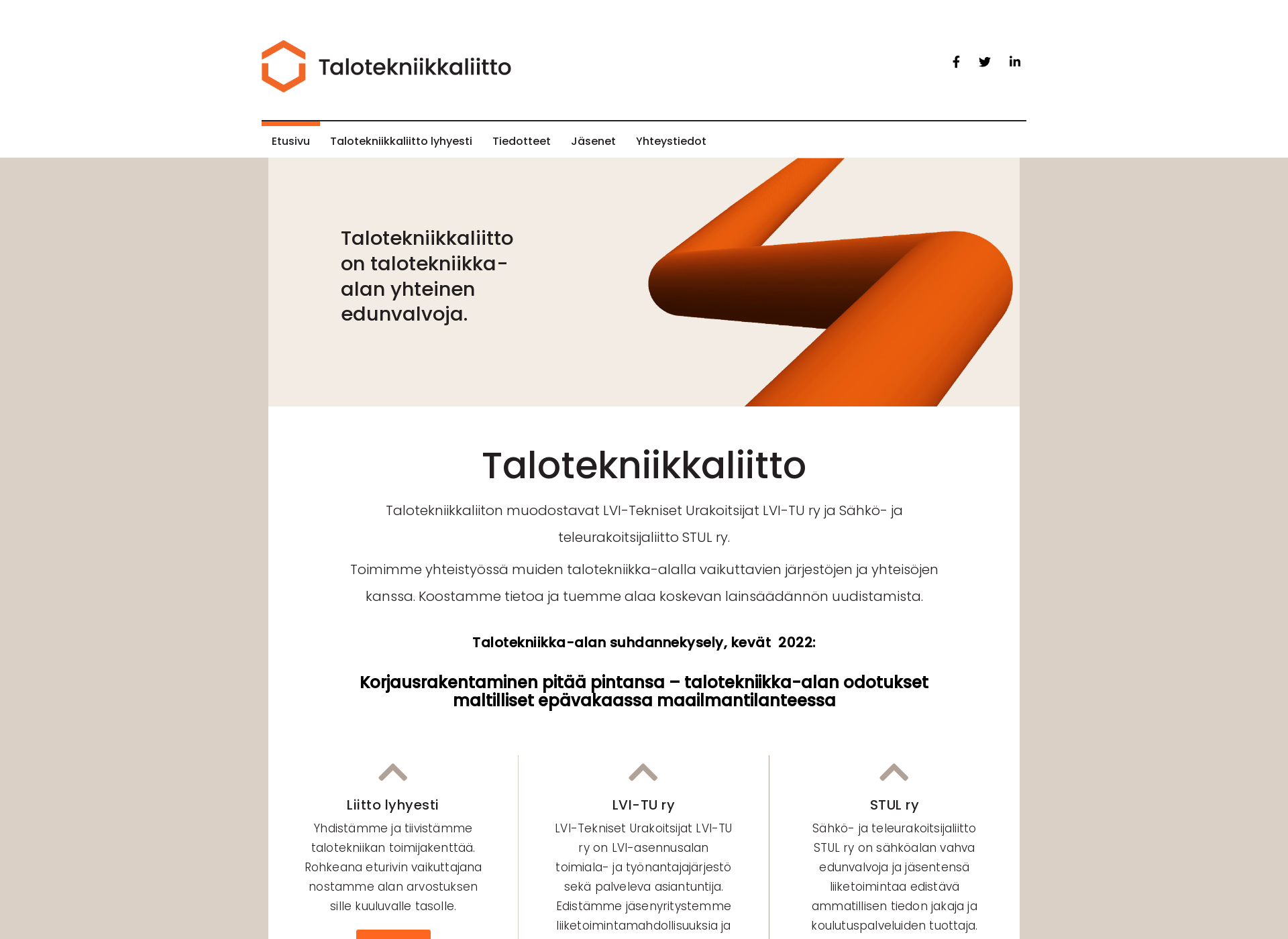 Skärmdump för talotekniikkaliitto.fi